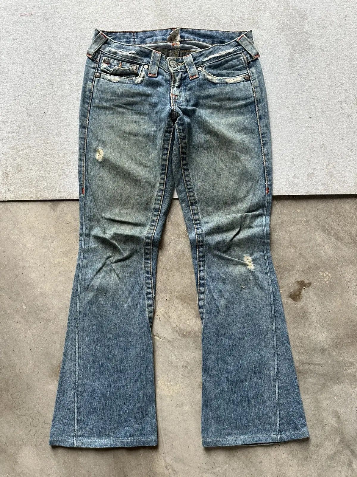 True Religion FLARED 🔥Vintage TRUE RELIGION Jean JOEY Ripped Denim Pants Size US 29 - 1 Thumbnail