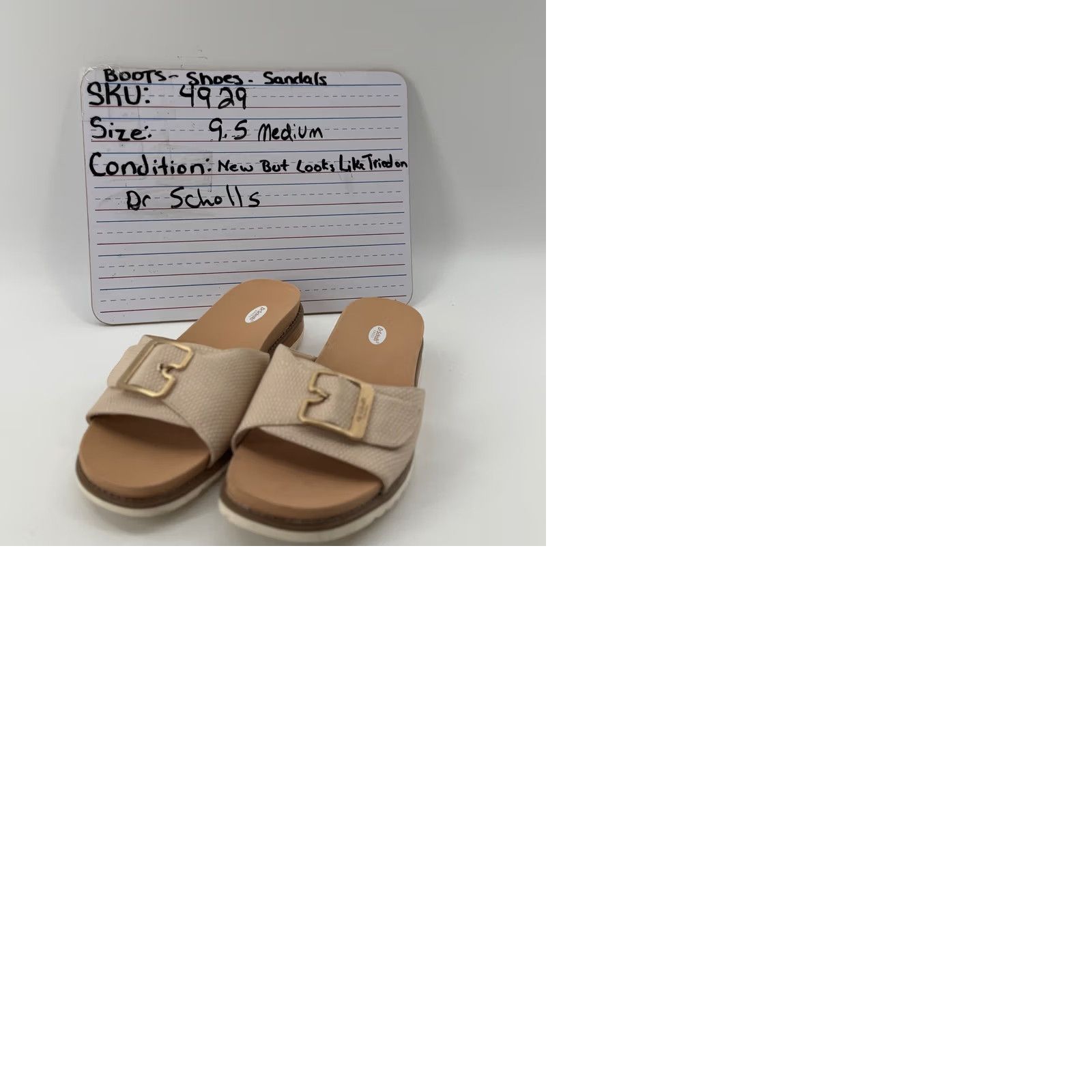 Vintage Dr Scholls Womens 9.5 Slide Sandals Beige Snake Print Buckle Platform Comfort Size US 10 / IT 40 - 9 Thumbnail
