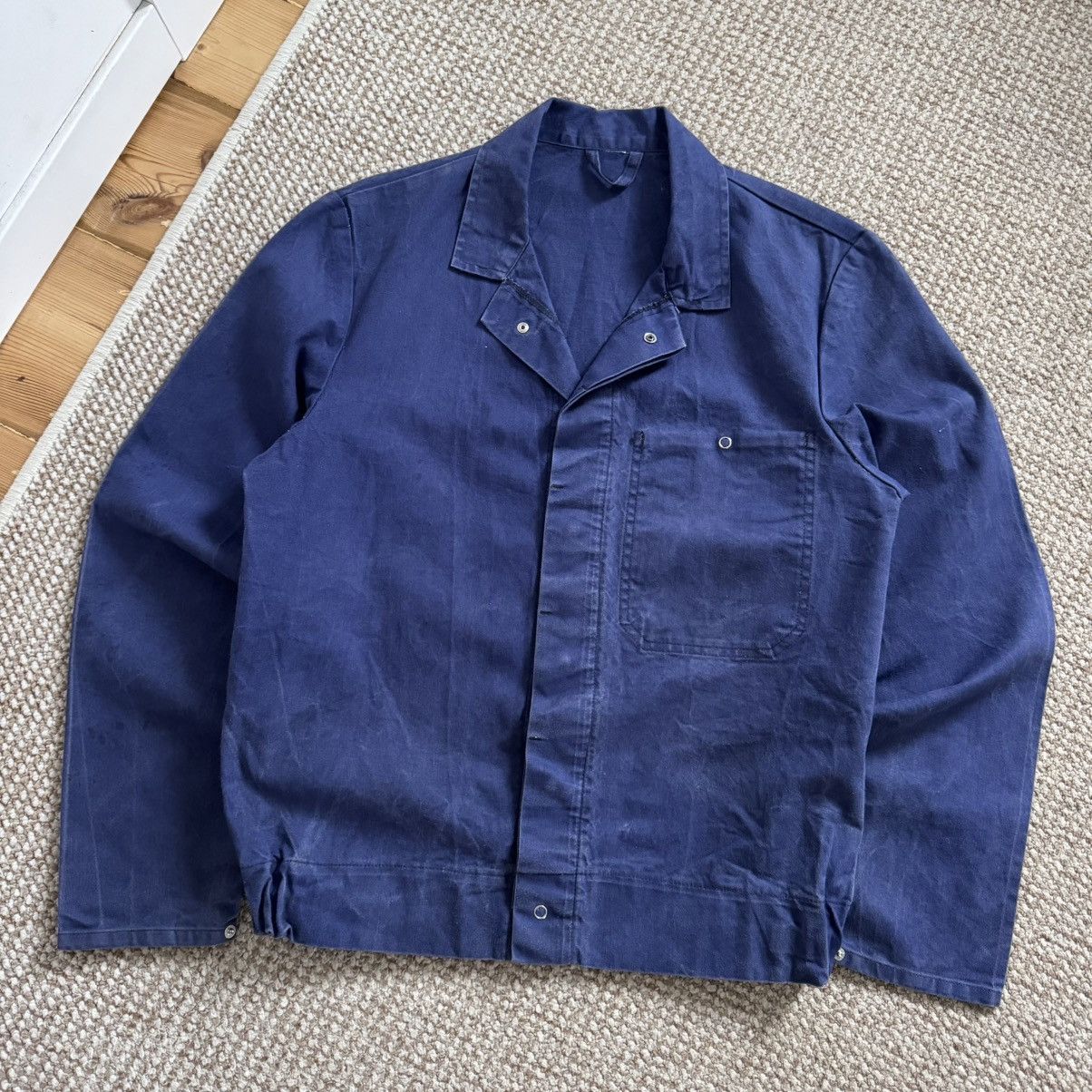 French cropped vintage faded workwear jacket