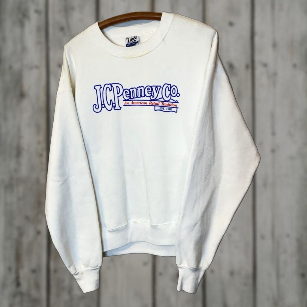 Lee VINTAGE Lee Sweatshirt Men L White Crewneck 90s USA Solid Pullover Size US L / EU 52-54 / 3 - 1 Thumbnail