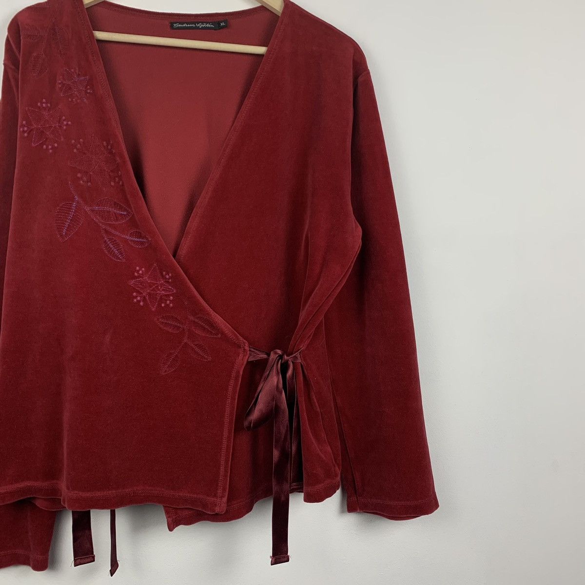 Gudrun Sjoden Velour Cardigan Size M Red Avant Garde