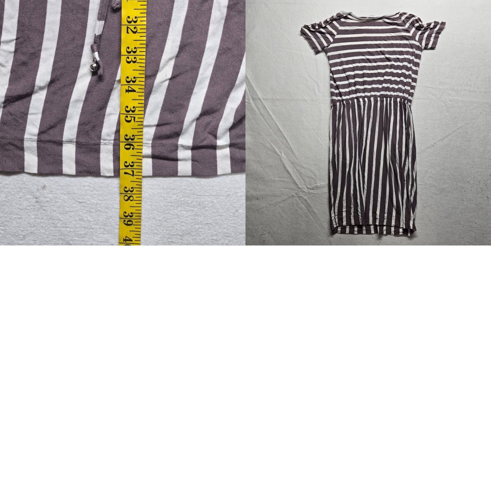 Calvin Klein CALVIN KLEIN Dress Striped Jersey Brown White Short Sleeve Pullover Women's S Small Multicolor Size S / US 4 / IT 40 - 8 Thumbnail