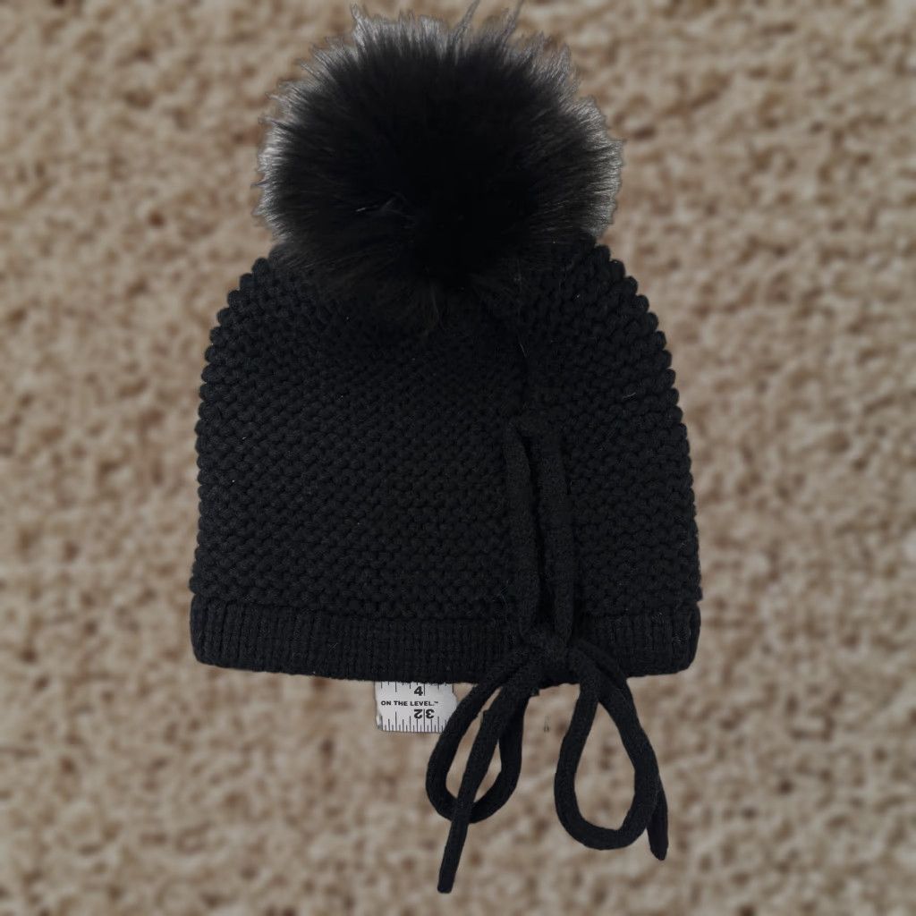 Vintage Kyi Kyi Beanie Toque Womens One Size Black Knit Wool Blend Faux Fur Pom Winter Hat/Cap Women Beanie Wool Blend Knit Black QA? Size ONE SIZE - 1 Thumbnail