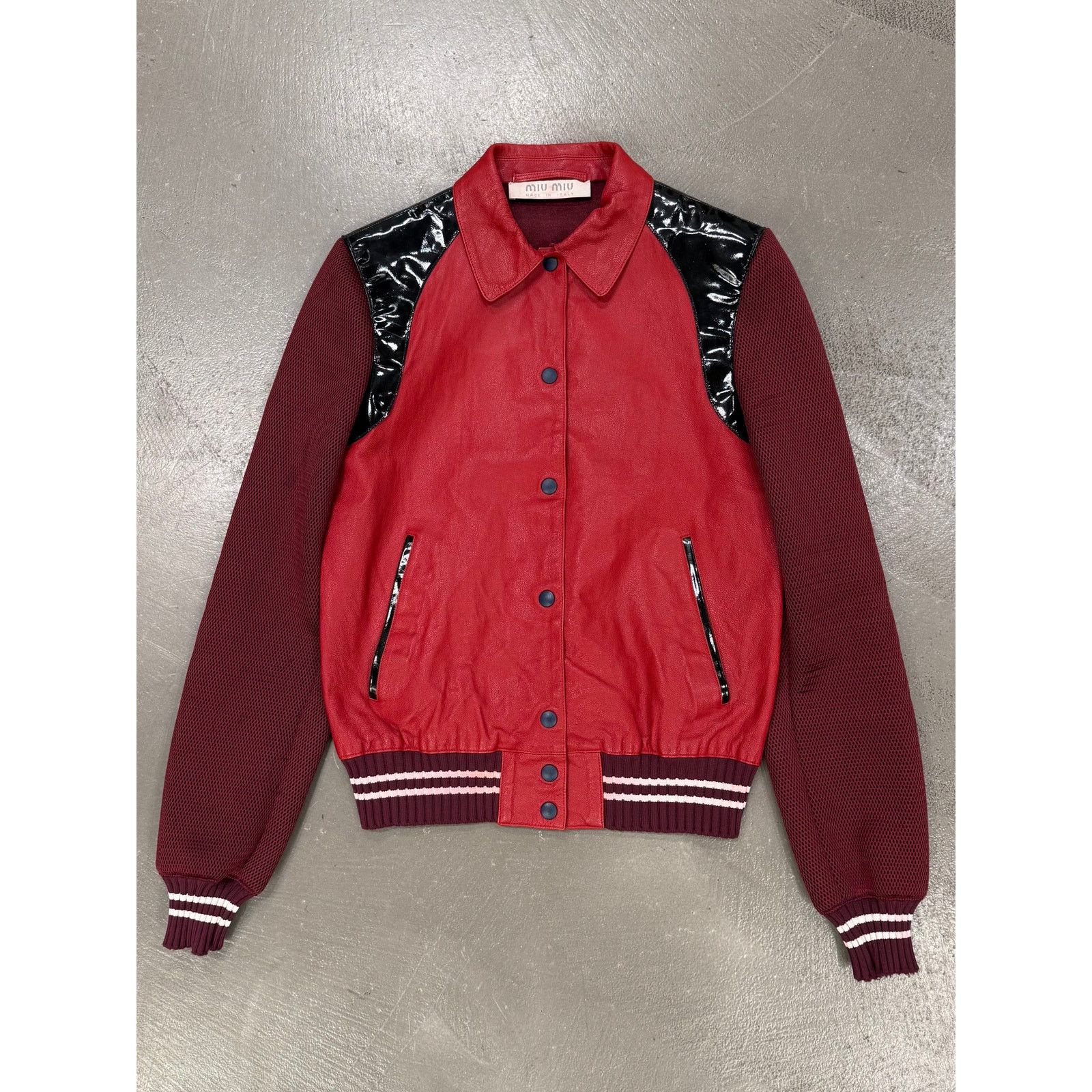 Miu Miu S/S2000 Miu Miu runway varsity leather jacket Size M / US 6-8 / IT 42-44 - 1 Thumbnail