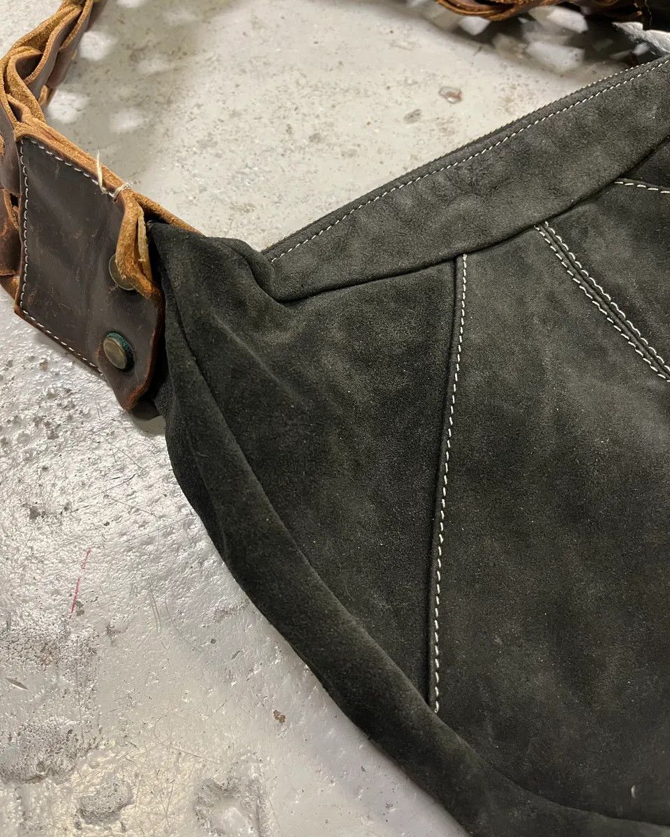 Just Cavalli 2000s Cavalli Braided Brown Leather Strap Black Suede Shoulder Bag Size ONE SIZE - 6 Thumbnail