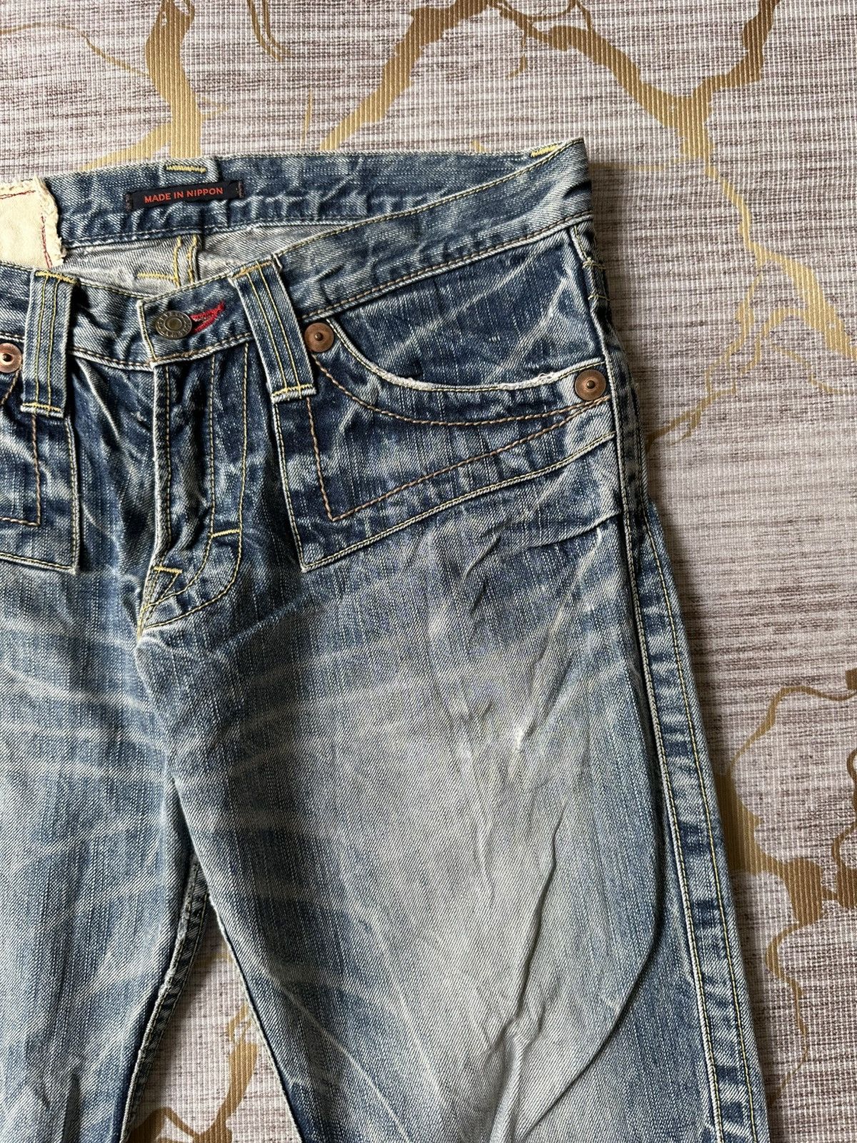 Japanese Brand FLARE Blue Way Japan Claw Marks Distressed Design Denim Size US 30 / EU 46 - 11 Thumbnail