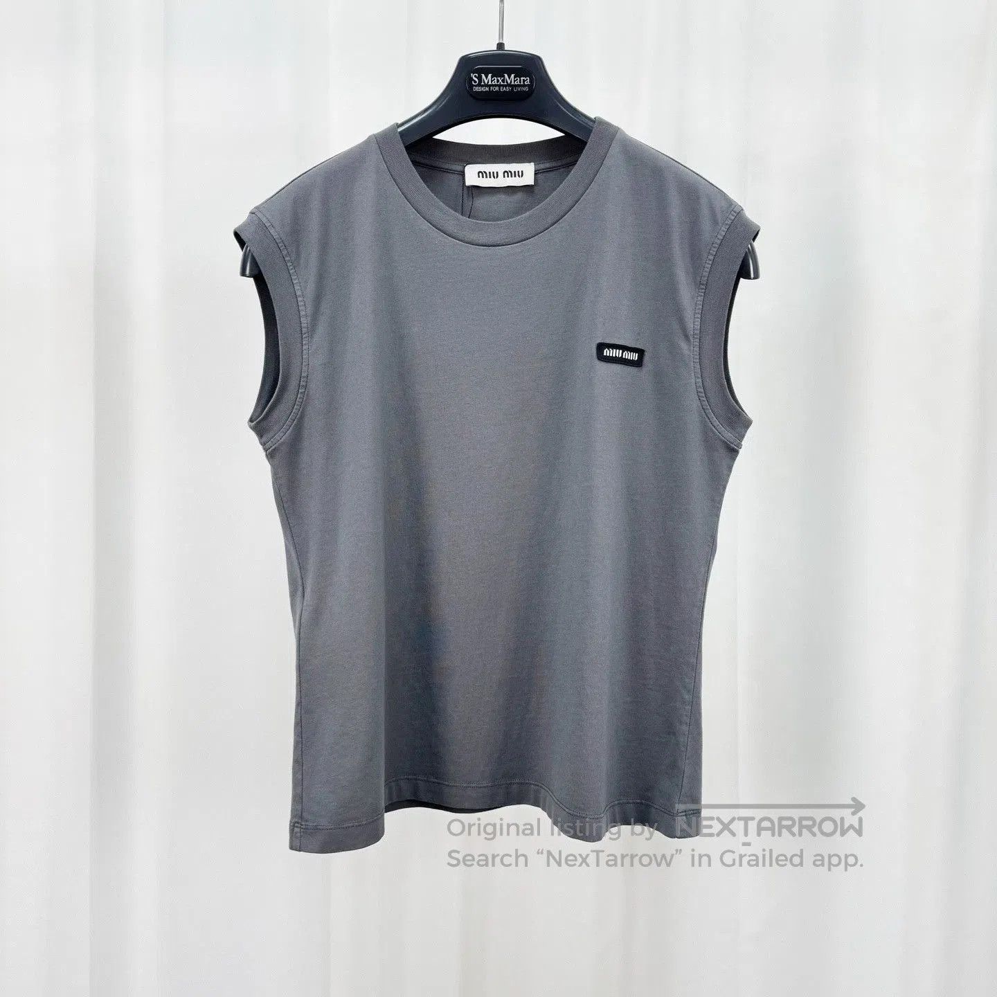Miu Miu Miu Miu Gray Embroidered Letter Sleeveless Top. Size XS / US 0-2 / IT 36-38 - 1 Thumbnail