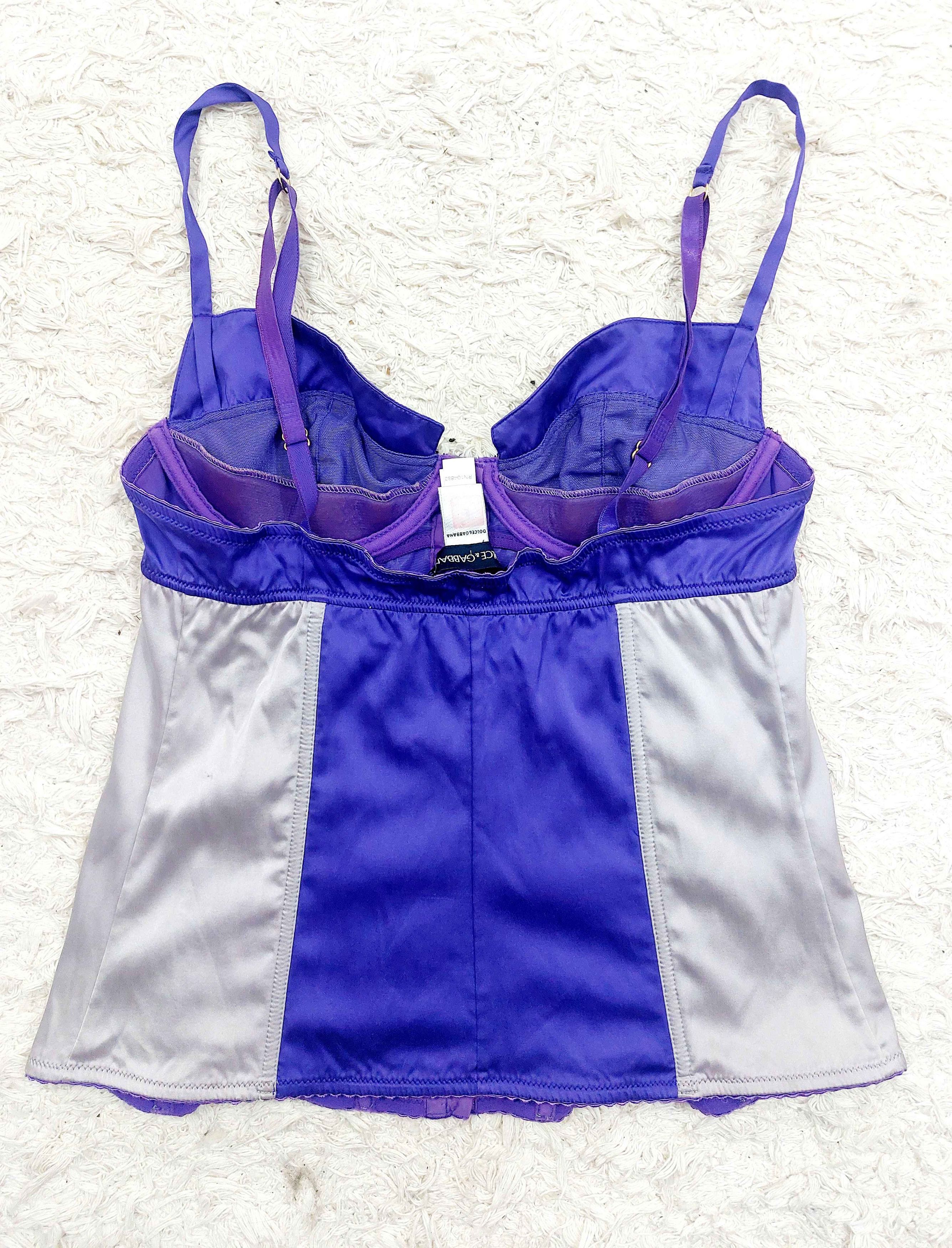 Dolce & Gabbana Dolce and Gabbana D&G Silk Purple Silver Metallic Corset Size L / US 10 / IT 46 - 13 Thumbnail