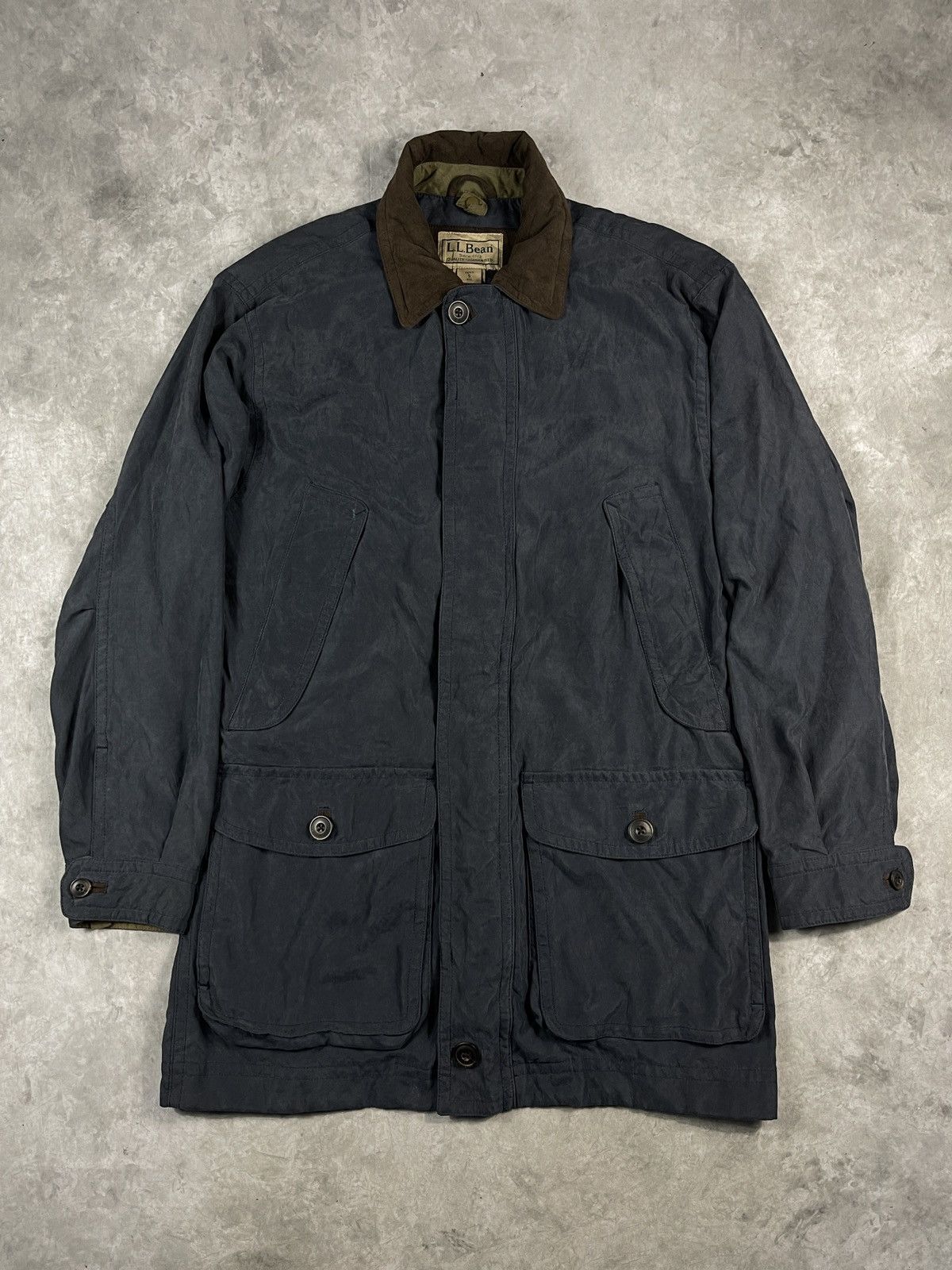 90s-00'S LLBean padded duck hunting jacket, men's size L cotton Beige type Vintage Second Hand