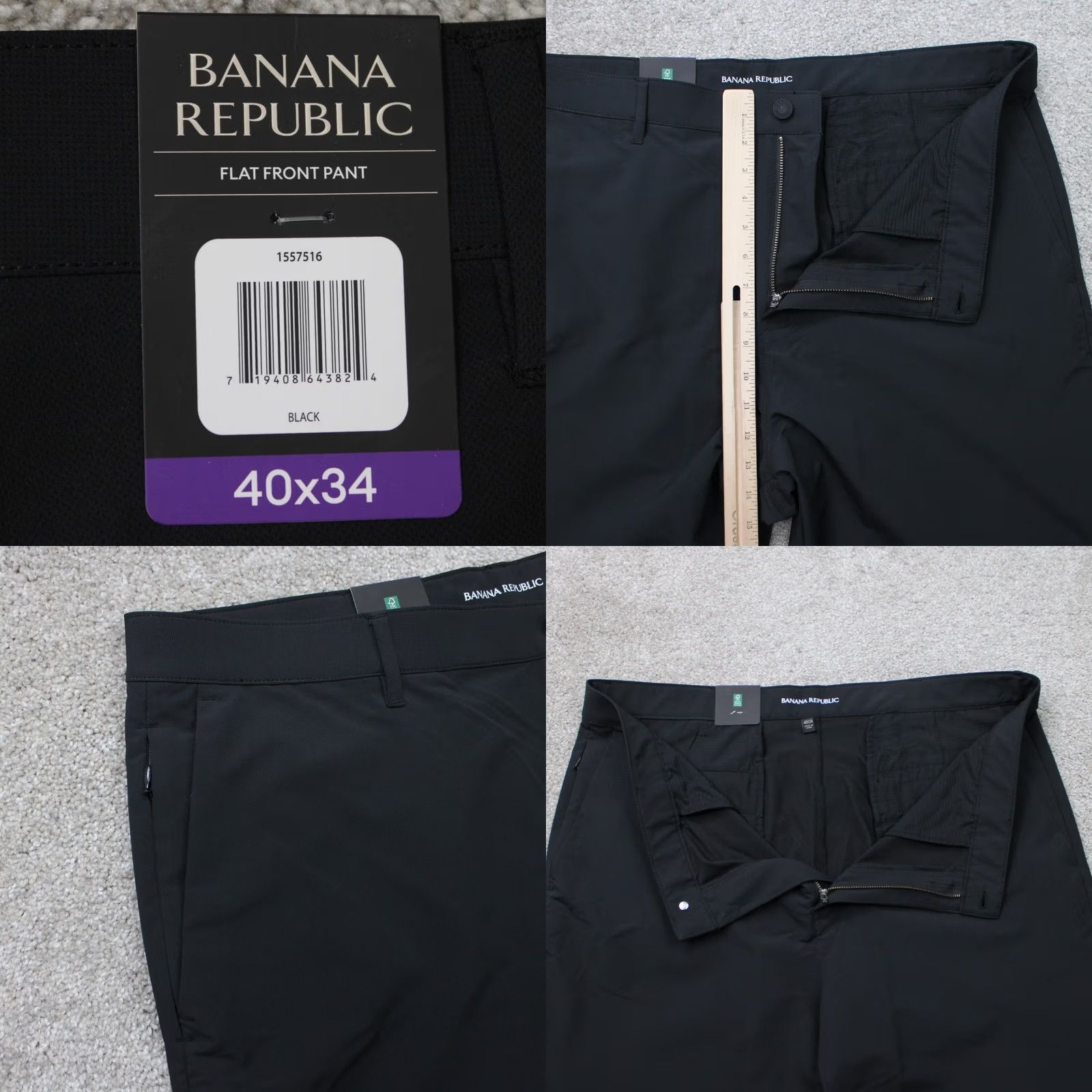 Banana Republic Banana Republic Pants Mens 40x34 Black Flat Front Straight Leg Polyester Wool Cotton Size US 40 / EU 56 - 8 Thumbnail