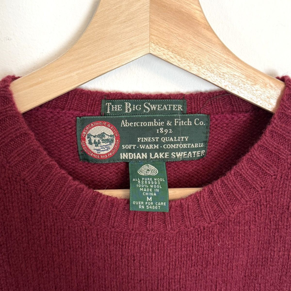 Abercrombie & Fitch × Vintage VTG Abercrombie & Fitch The Big Sweater 100% Wool Pullover Size US M / EU 48-50 / 2 - 2 Thumbnail