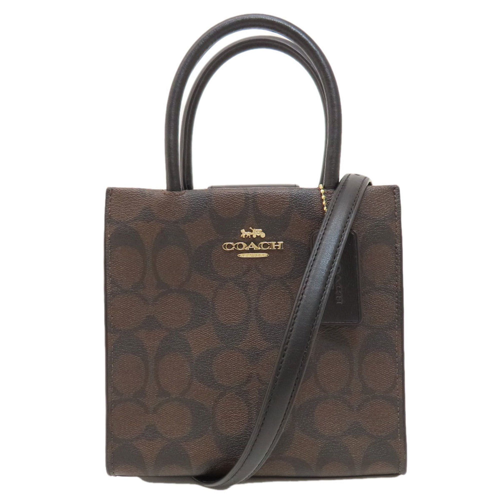 image of Coach 5693 Signature Handbag Pvc Women's Coach in Brown