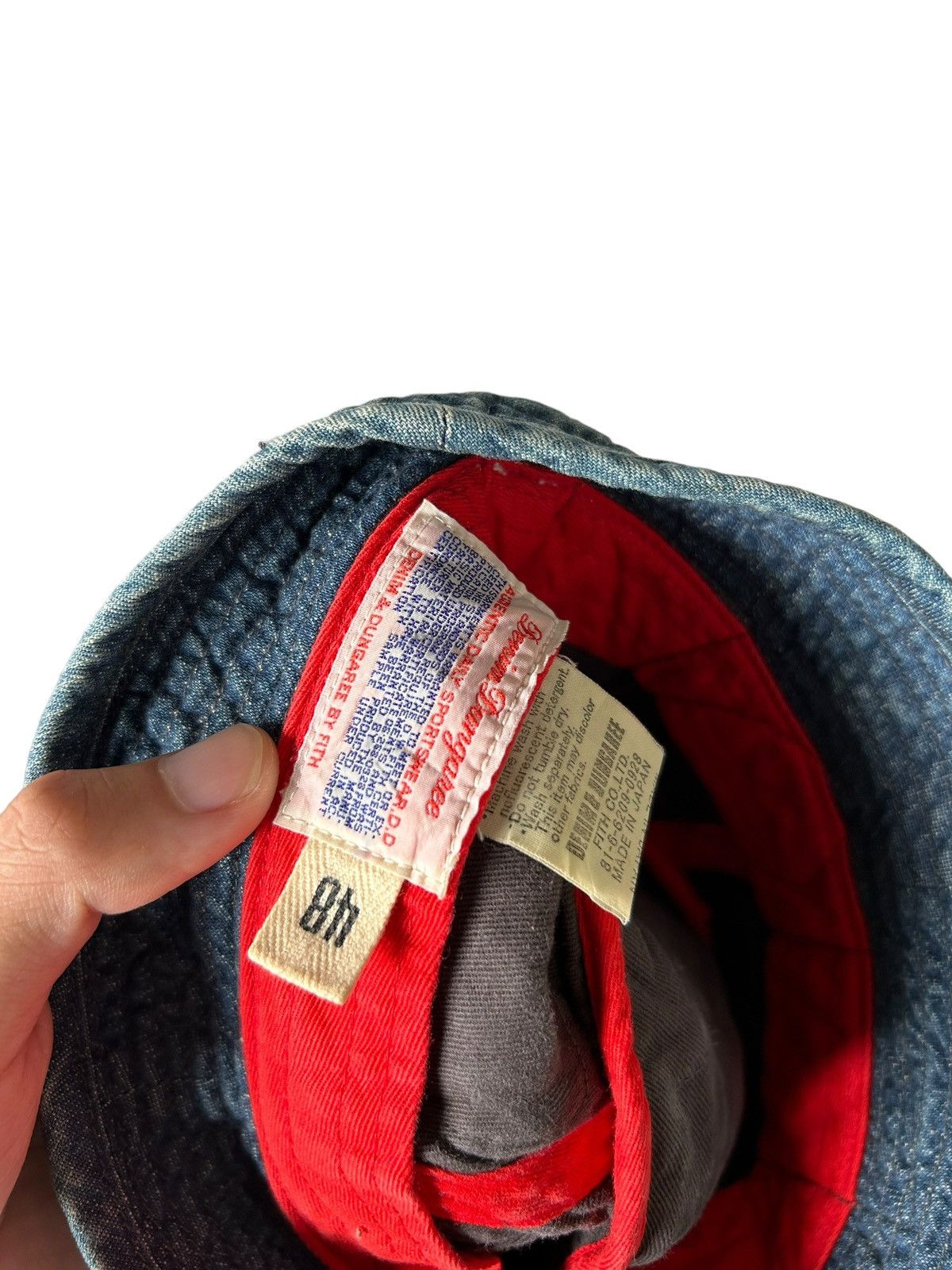Japanese Brand × Kapital × Vintage DENIM DUNGAREE LOW BUCKET HATS VINTAGE RARE DESIGN ☠️🎌 Size ONE SIZE - 13 Thumbnail