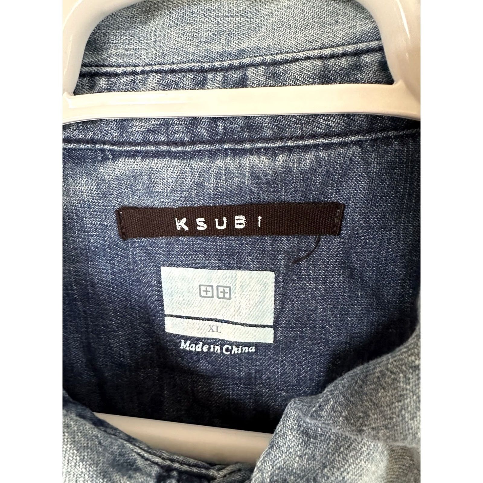 Ksubi Ksubi Shirt Denim Button-Up Long Sleeve Collared Snap Blue Light Washed Scorpion Overshirt XL Mens Regular Pocketed Size US XL / EU 56 / 4 - 7 Thumbnail