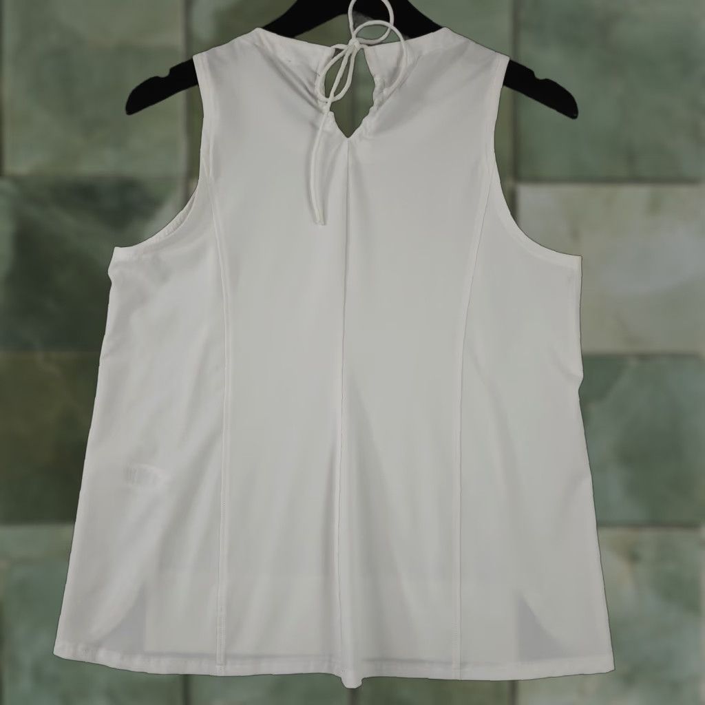 Talbots T By Talbots Shirt Womens P Small White Keyhole Tie Neck Sleeveless Performance Shirt Size XXS / US 00 / IT 34 - 1 Thumbnail