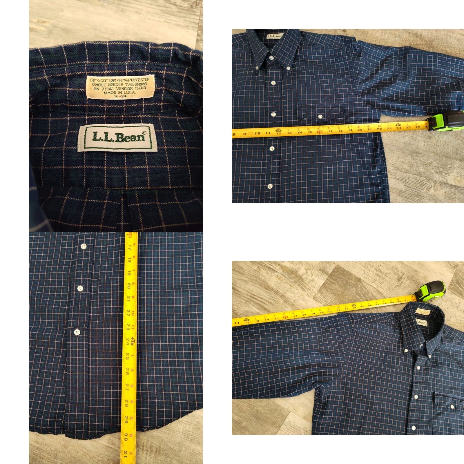 Vintage VINTAGE L.L. Bean Men's Plaid Shirt Casual Travel All Seasons Cotton Blend Blue 44 Chest Made in USA Size US L / EU 52-54 / 3 - 8 Thumbnail