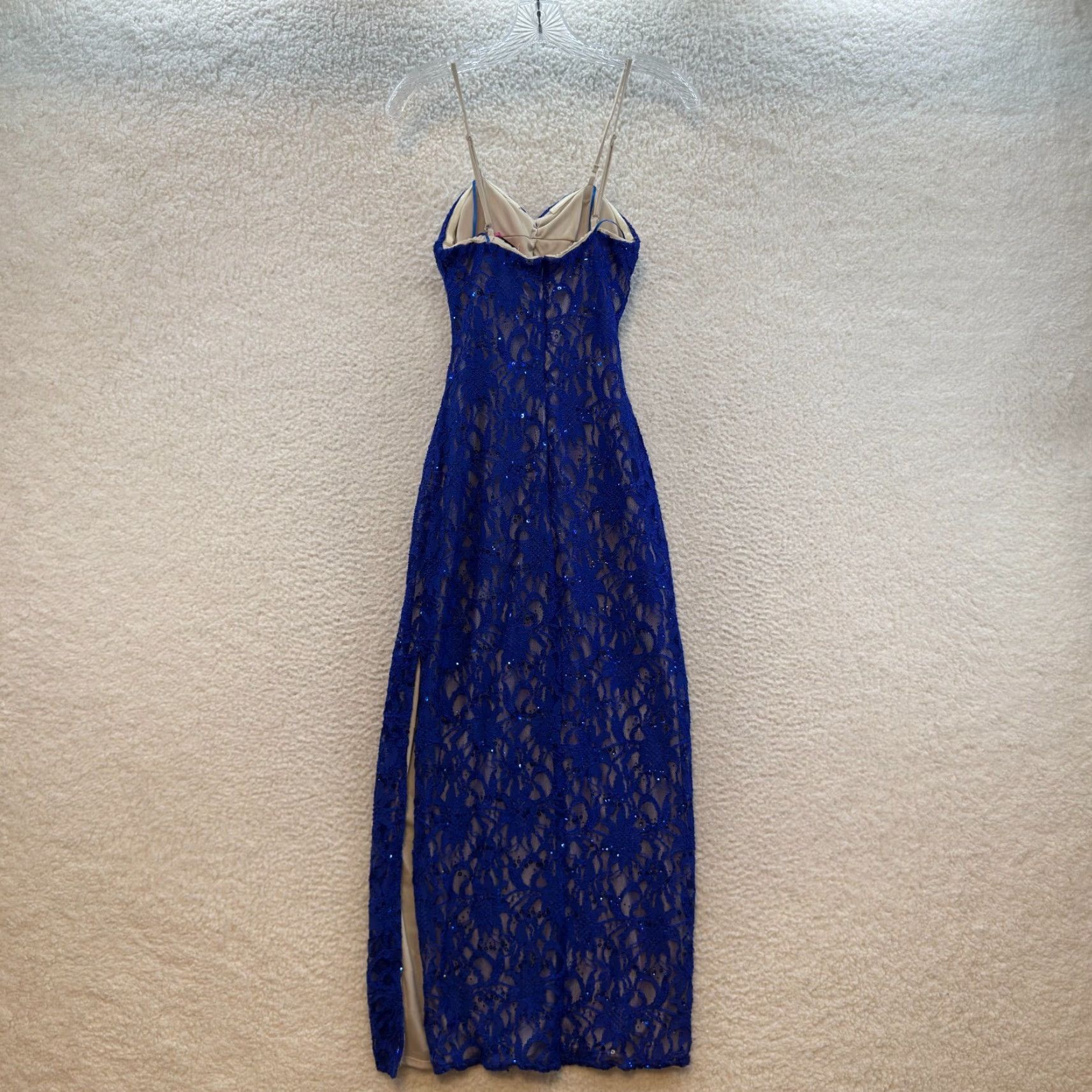 Vintage VINTAGE Y2K Morgan & Co. Prom Dress Maxi Blue Lace Sequin Strapless XS Small Adult Womens Size XS / US 0-2 / IT 36-38 - 2 Thumbnail