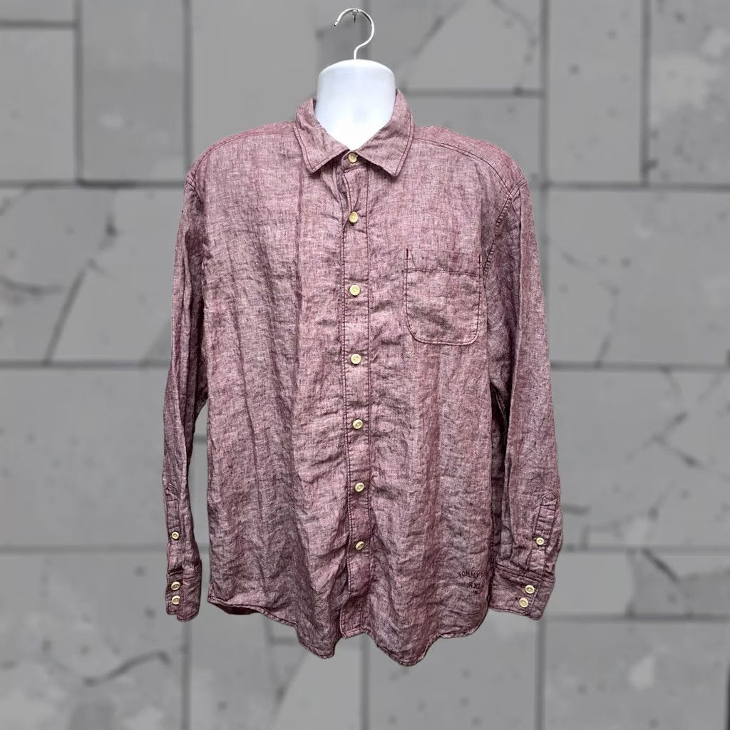 Tommy Bahama Tommy Bahama Shirt Mens XL/TG Purple/Red 100% Linen Button Down Size US XL / EU 56 / 4 - 1 Thumbnail