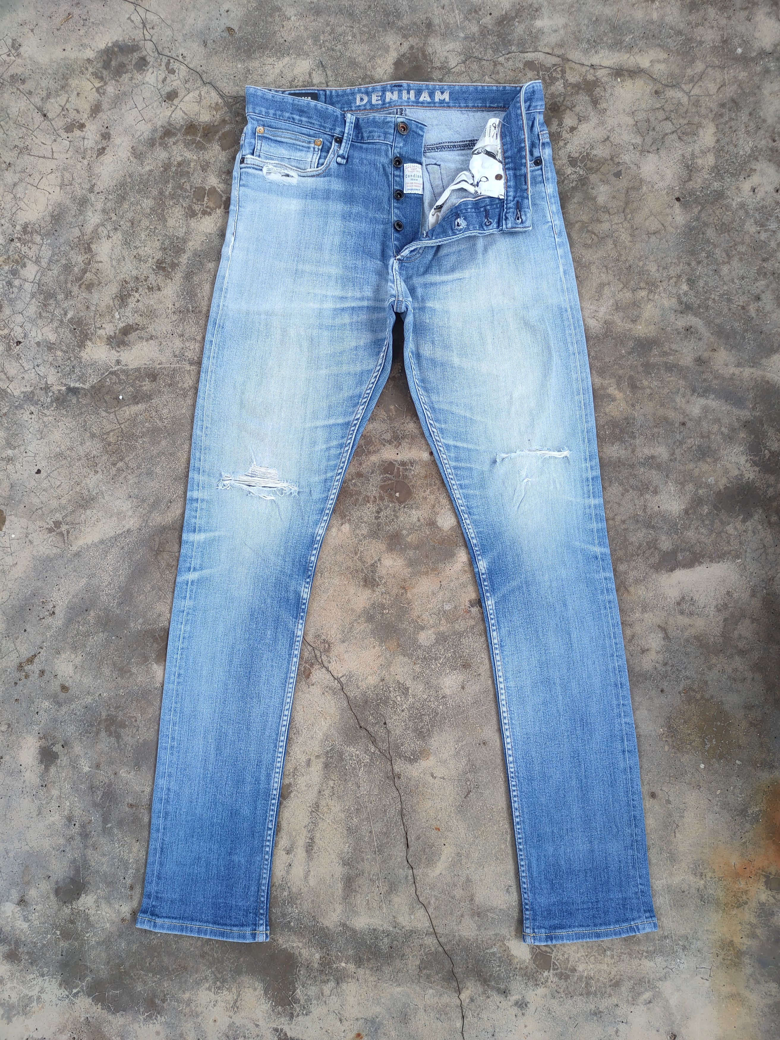 DENHAM VINTAGE DENHAM SKINNY BUTTON FLY FADED RIPPED JEANS PANTS Size US 31 - 1 Thumbnail