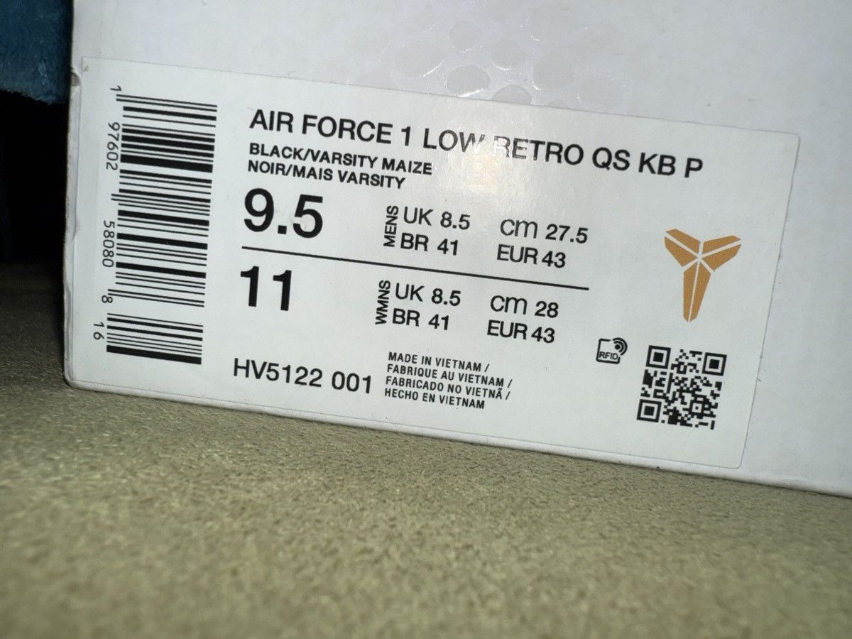 Nike Nike Air Force 1 Low Retro QS KB P “Kobe Away” 3794/8000 NEW Size US 9.5 / EU 42-43 - 6 Thumbnail