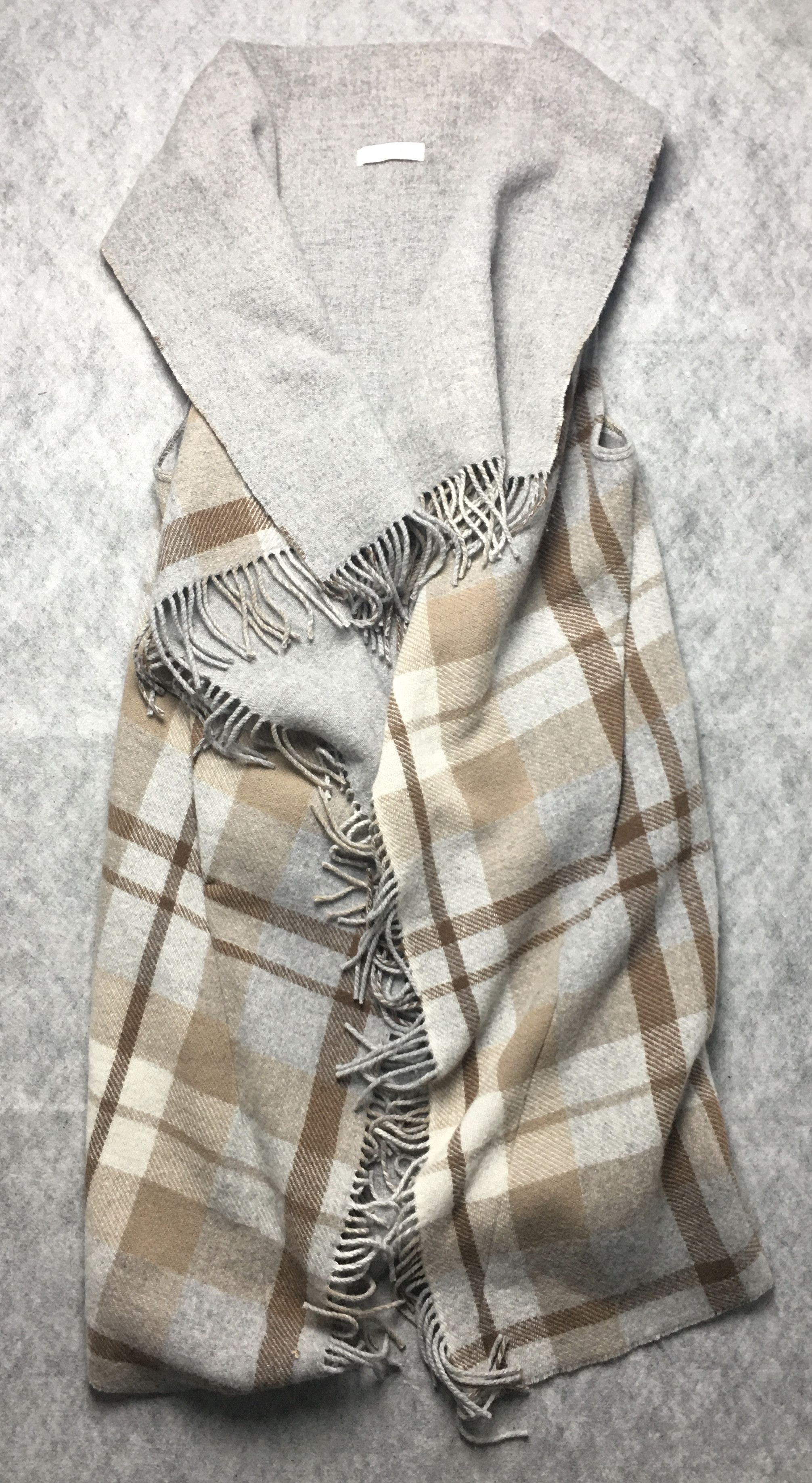 Fabiana Filippi Fabiana Filippi Checked Wool Waistcoat Poncho Grey Beige Size M / US 6-8 / IT 42-44 - 9 Thumbnail