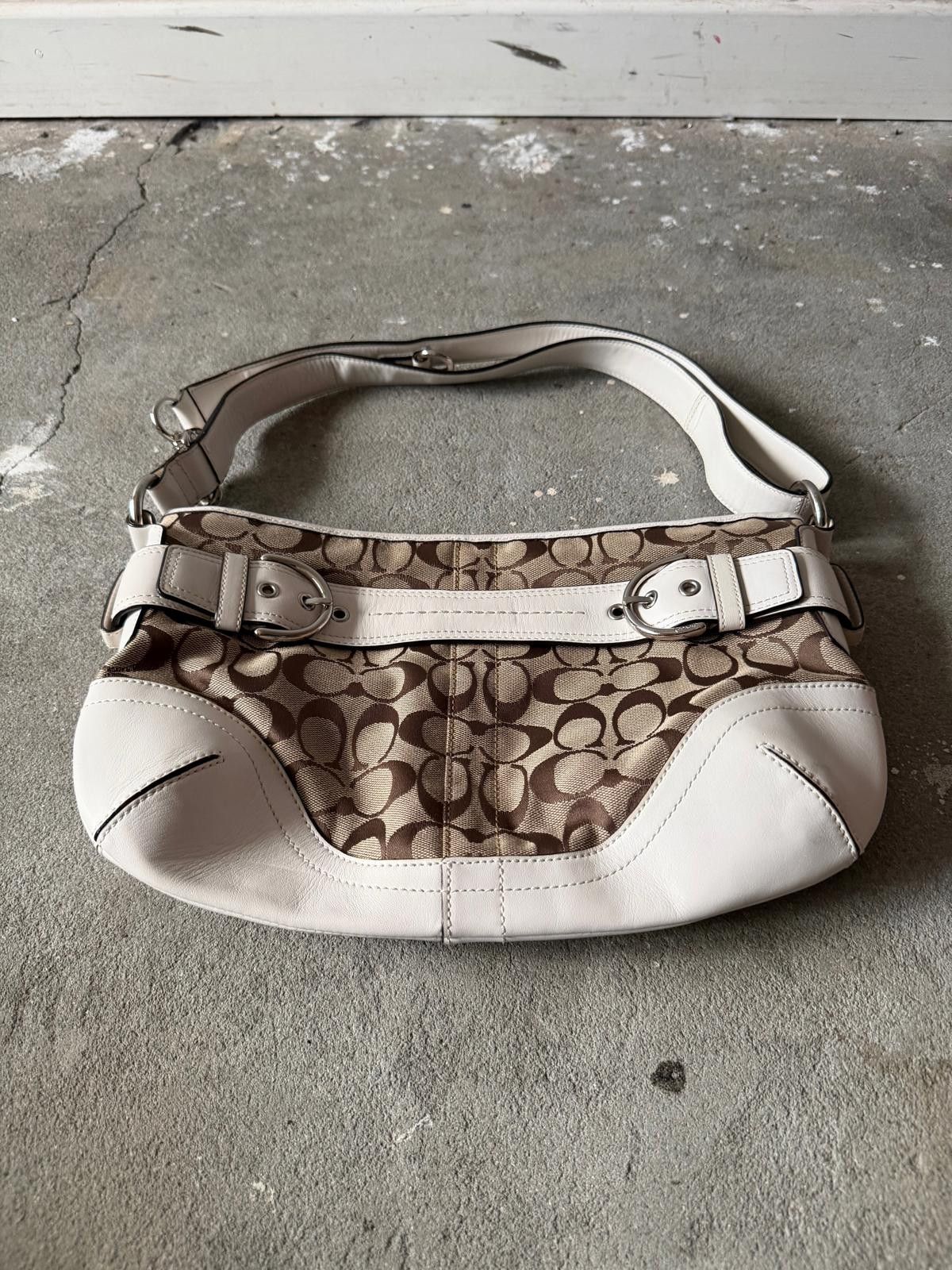 Coach Coach 2Way Signature Sufflette Shoulder Bag Beige/White Size ONE SIZE - 9 Thumbnail