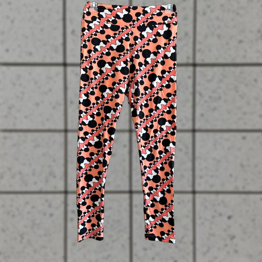 Vintage LuLaRoe Disney Minnie Mouse Leggings One Size OS Peach Polka Dot Women Jegging Elastic Waist Casual Size 42" / US 20 - 1 Thumbnail
