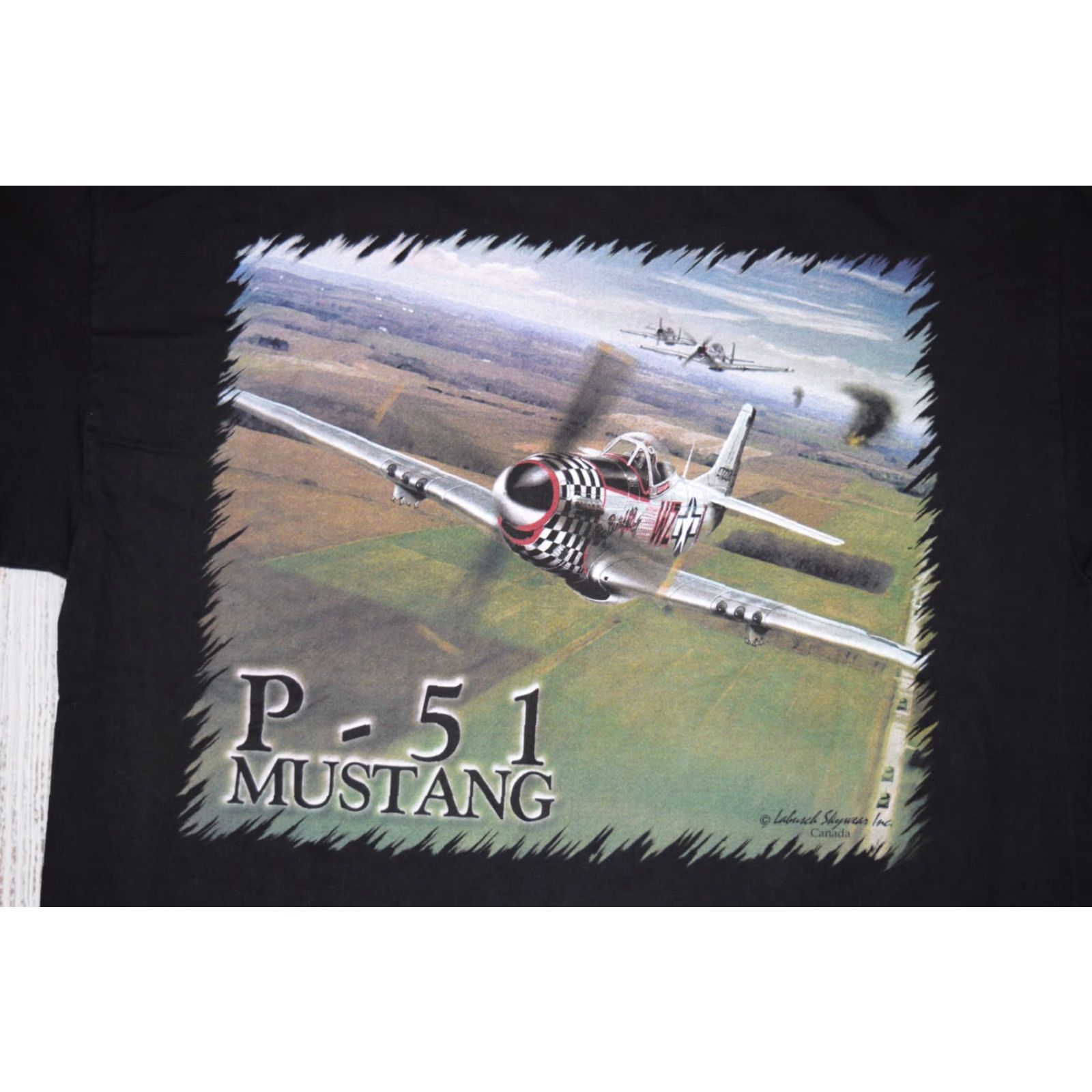 Vintage VTG P-51 MUSTANG SKYWEAR 90S TEE T-SHIRT GRAPHIC US MILITARY XL BLACK DIAMOND STAR AS? Size US XL / EU 56 / 4 - 2 Thumbnail