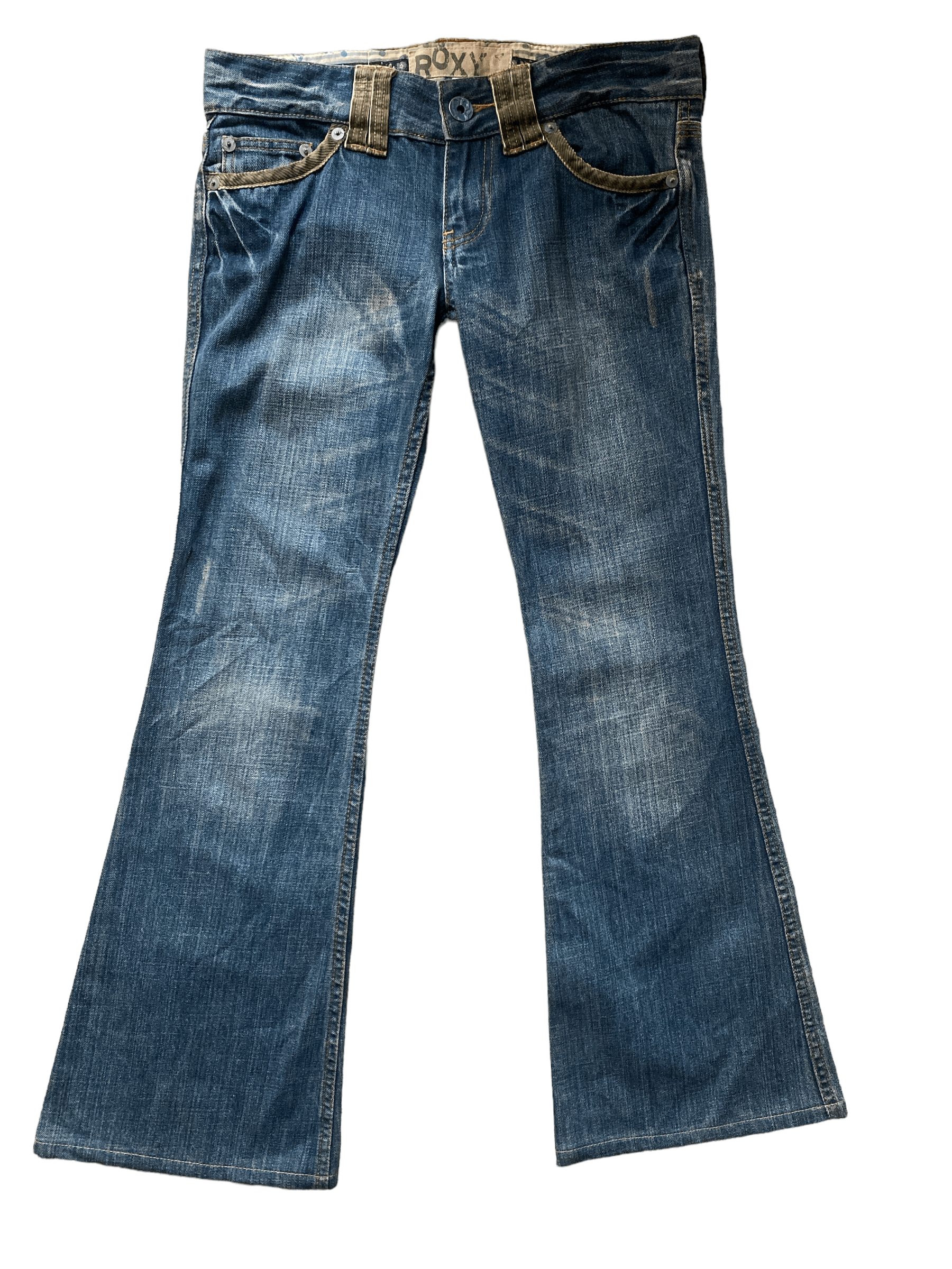 image of Vintage Roxy Multipocket Cargo Distressed Jeans in Blue, Men's (Size 33)