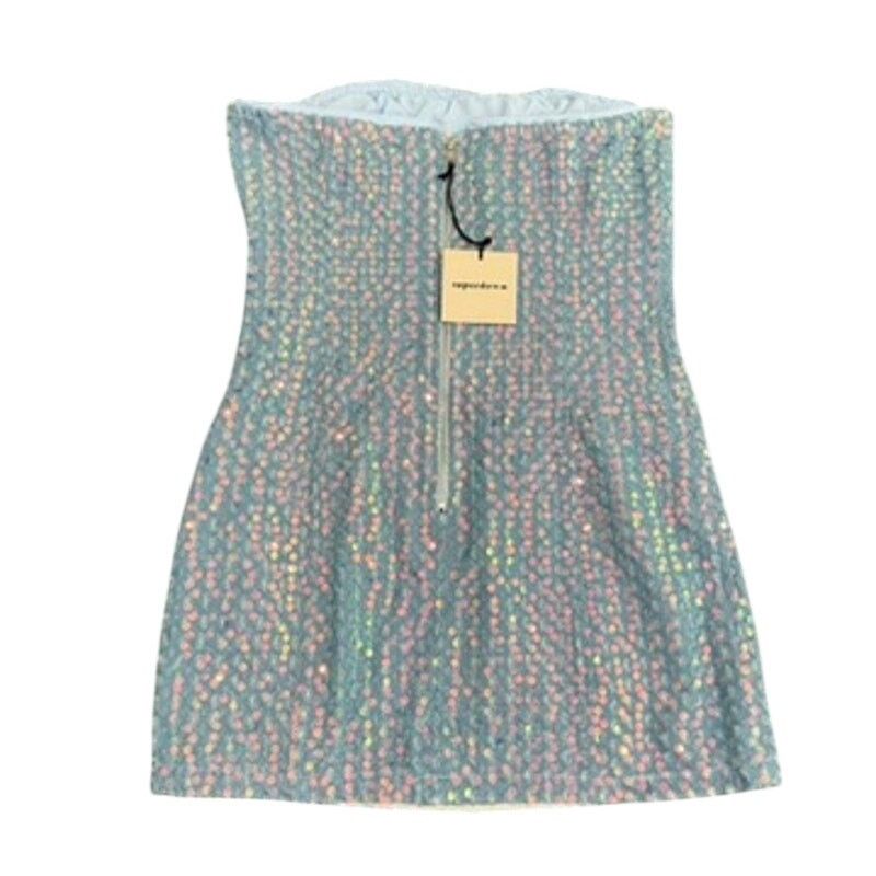 superdown Superdown Claudia Sequin Denim Dress in Light Wash, Size S Size S / US 4 / IT 40 - 6 Thumbnail