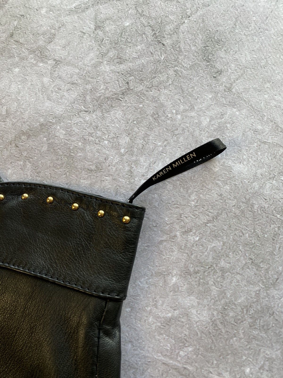 Karen Millen × Leather Karen Millen Fine Leather Stupped Waistband A-Line Skirt Size 32" / US 10 / IT 46 - 5 Thumbnail
