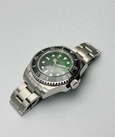 Japanese Brand Seiko Mod Sea-Dweller Deepsea Green Black Dial Steel Watch Size ONE SIZE - 5 Thumbnail