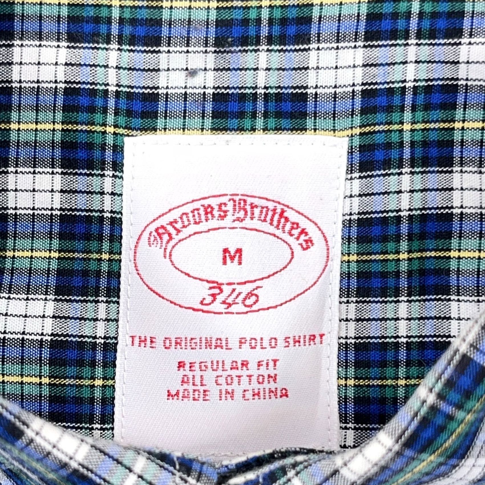 Brooks Brothers Brooks Brothers Shirt Men Medium Green Blue Plaid Button Up Poplin Dress Sheep Size 40R - 7 Thumbnail