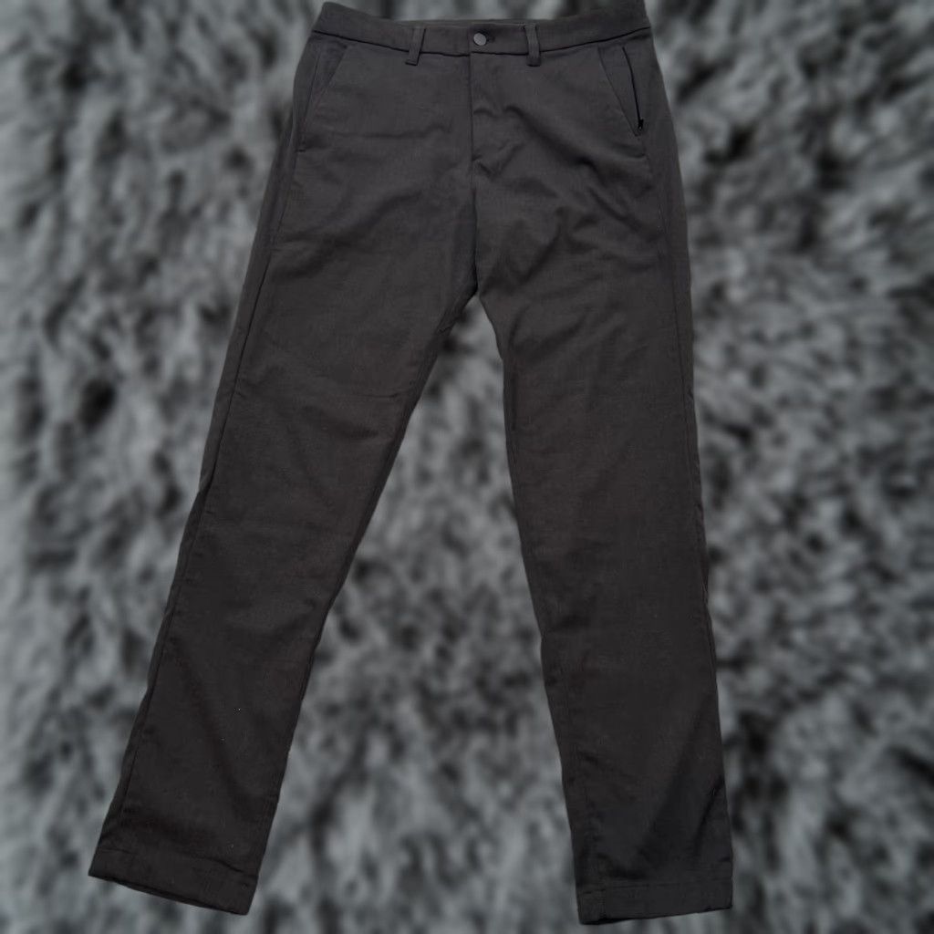 Lululemon Lululemon Mens Pants Slim Fit Black 33x31 Chino Flat Front Zip Pocket Tapered Inseam 31 Dress Travel Casual Business Golf Size US 33 - 1 Thumbnail