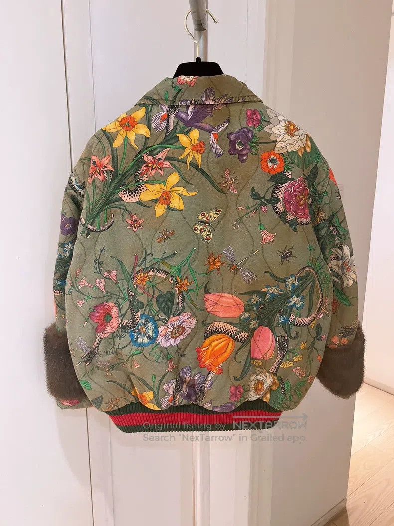 Gucci Gucci Mink-decorated floral snake-printed cotton clothes j Size M / US 6-8 / IT 42-44 - 2 Thumbnail