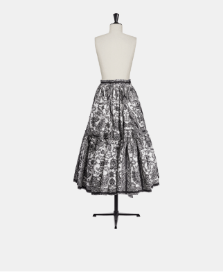 o1w1db10124 Amour Silk Taffeta Skrit in White/Black