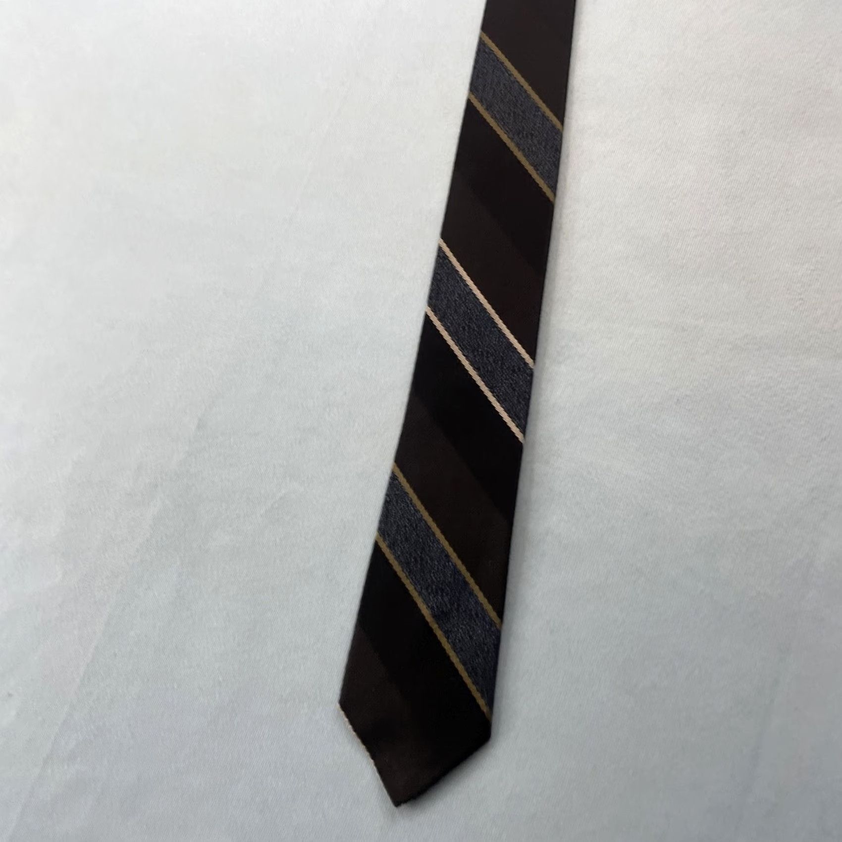 Vintage VINTAGE Regimental NeckTie Repp Tie Multi Stripe Black Blue Yellow 52" Slim Necktie 2.5" Wide Mens Tie Size ONE SIZE - 4 Thumbnail