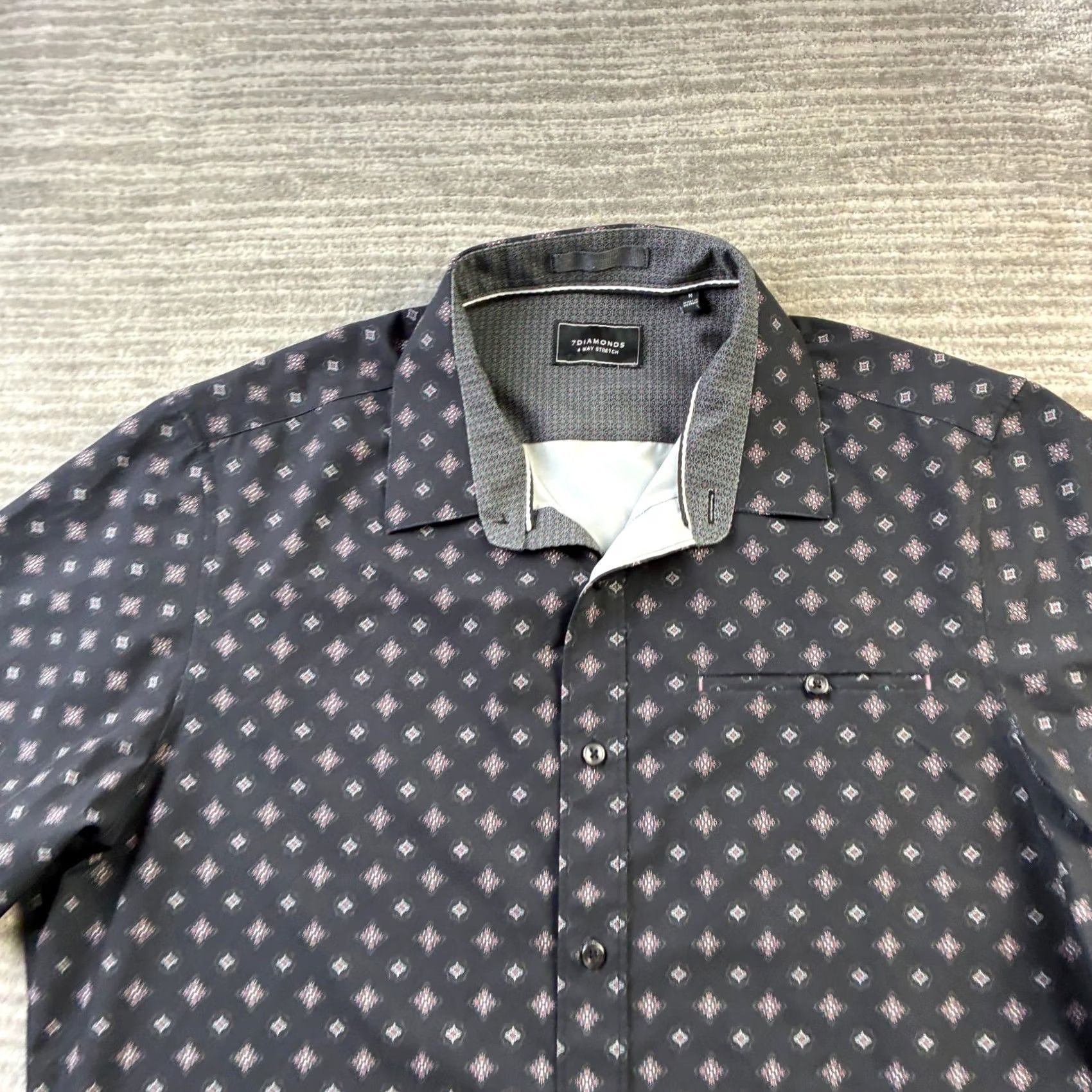 Vintage 7 Diamonds Shirt Mens M Black 4 Way Stretch Button Up Geometric Flip Short Sleeve Mini Review Based on Original Title Size US M / EU 48-50 / 2 - 3 Thumbnail
