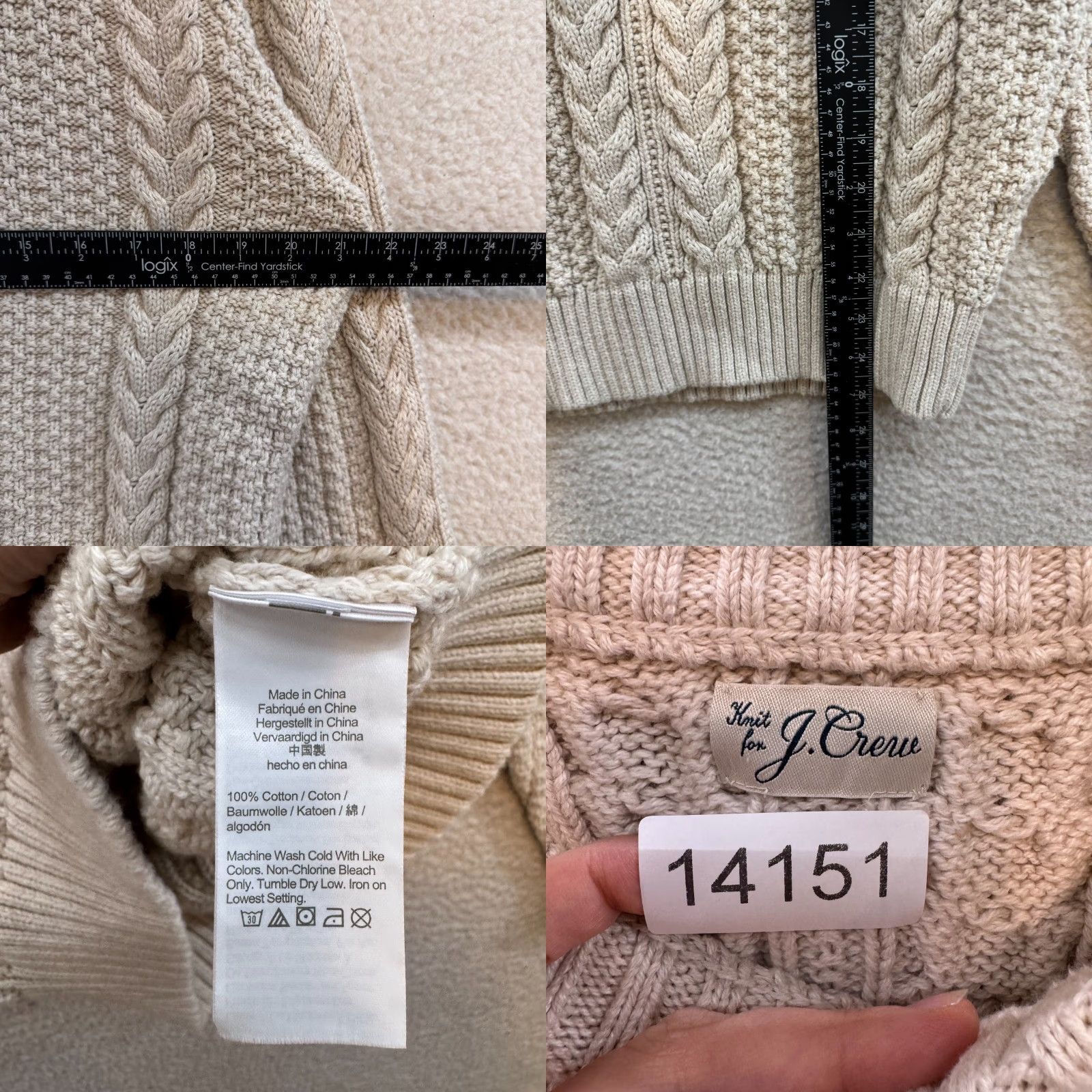 J.Crew J.CREW Fisherman Sweater Womens Cream Ivory Chunky Cable Knit Pullover Knit Crew Neck Long Sleeve L Size Regular Size L / US 10 / IT 46 - 8 Thumbnail
