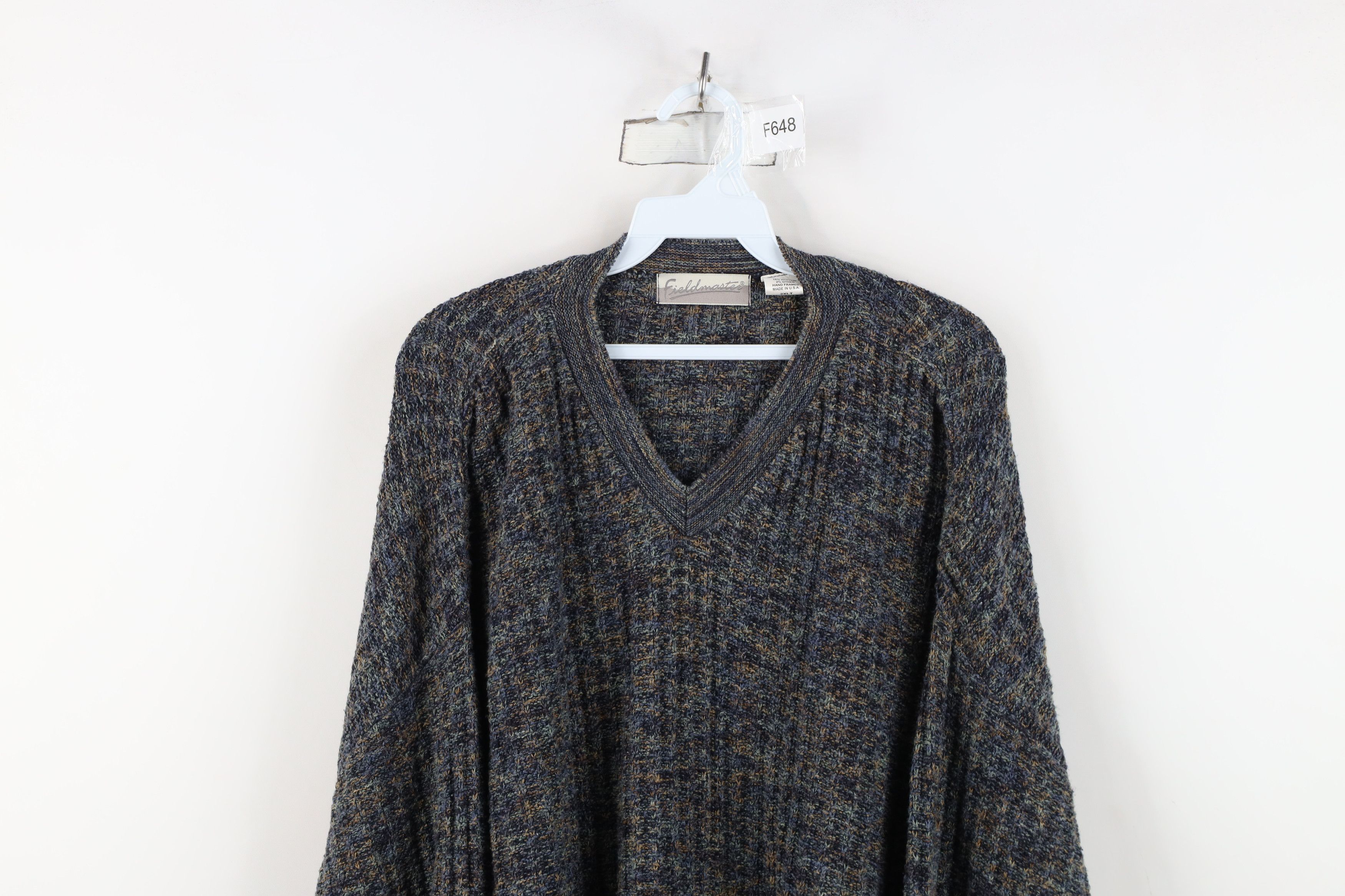 Vintage Vintage 90s Streetwear Fleck Ribbed Knit V-Neck Sweater USA Size US XXL / EU 58 / 5 - 2 Thumbnail