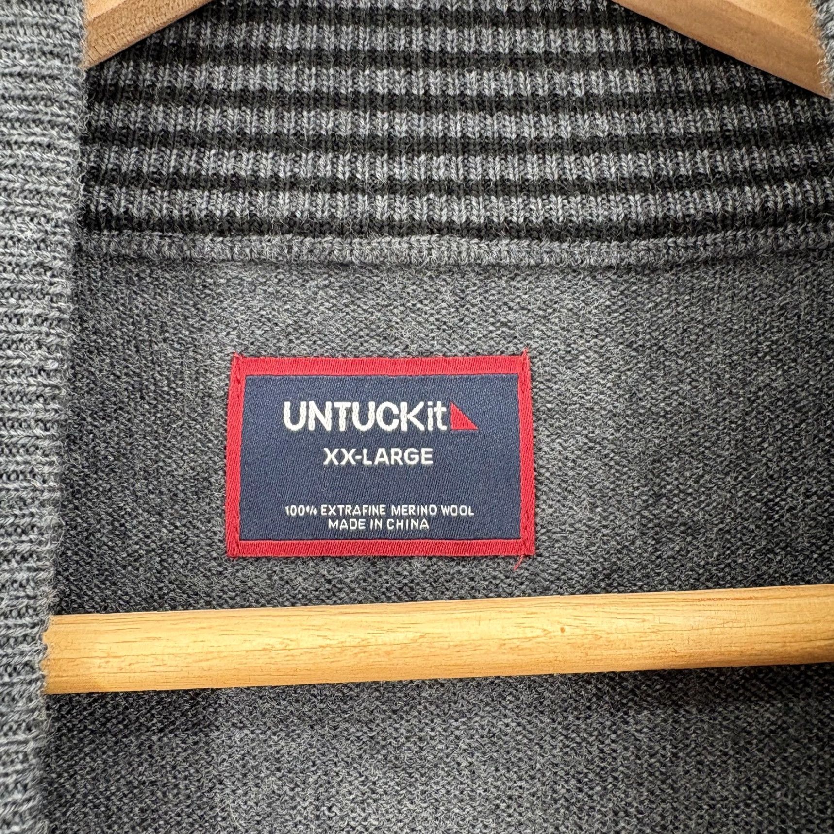 UNTUCKit UNTUCKit Sweater Mens 2XL Dark Gray Belguardo Merino Wool Half Zip Pullover Size US XXL / EU 58 / 5 - 3 Thumbnail