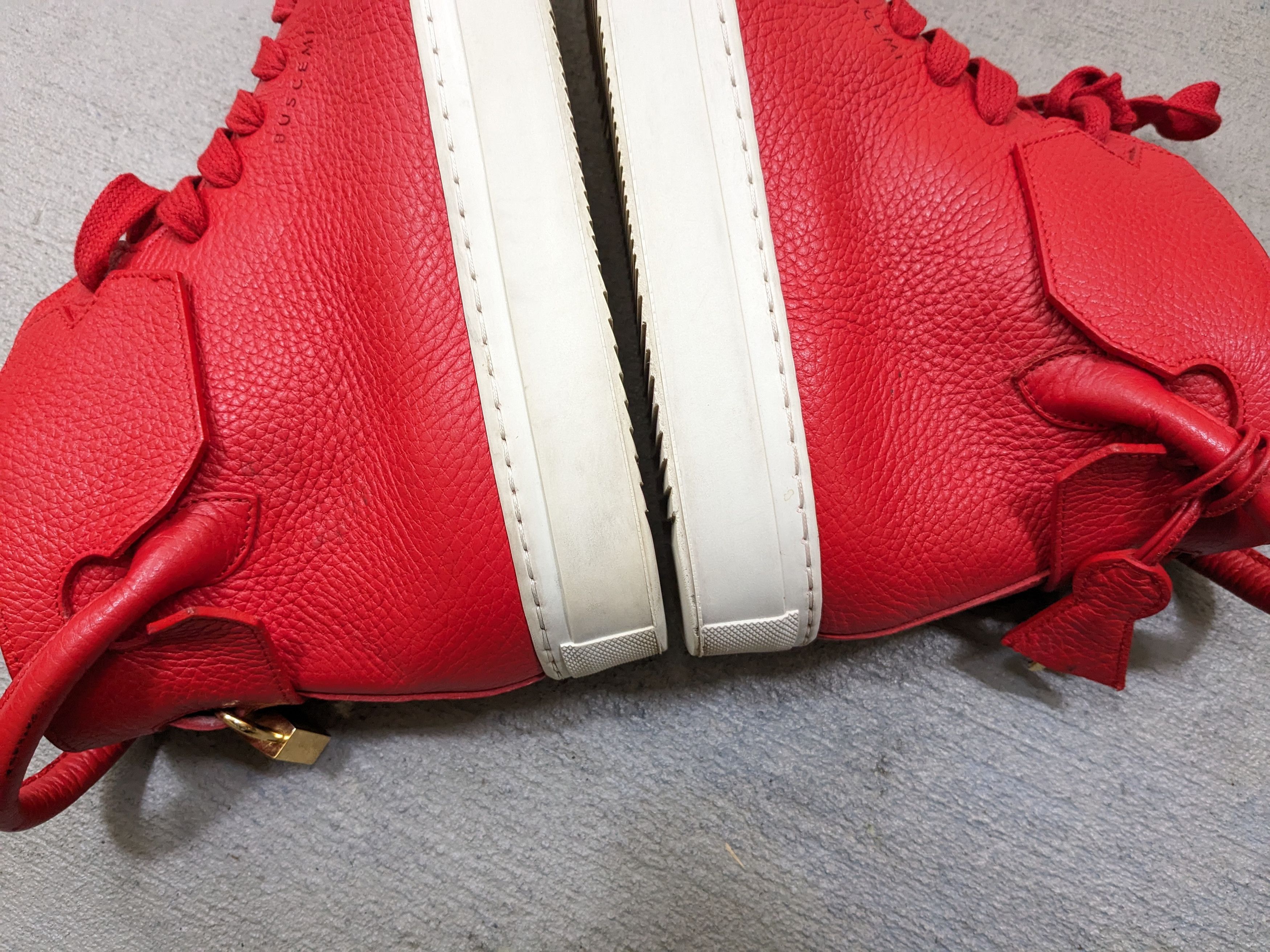Buscemi Buscemi 100 MM Red Leather Italy Size 12 45 Sneakers Gold Size US 12 / EU 45 - 7 Thumbnail