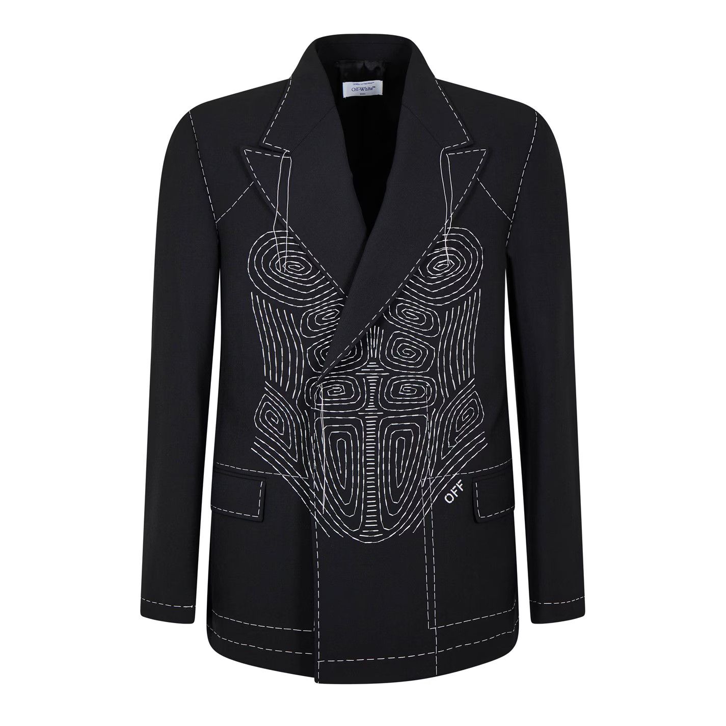 Off-White o1g2r1mq0326 Body Stitch Double-Breasted Blazer in Black Size US S / EU 44-46 / 1 - 1 Thumbnail