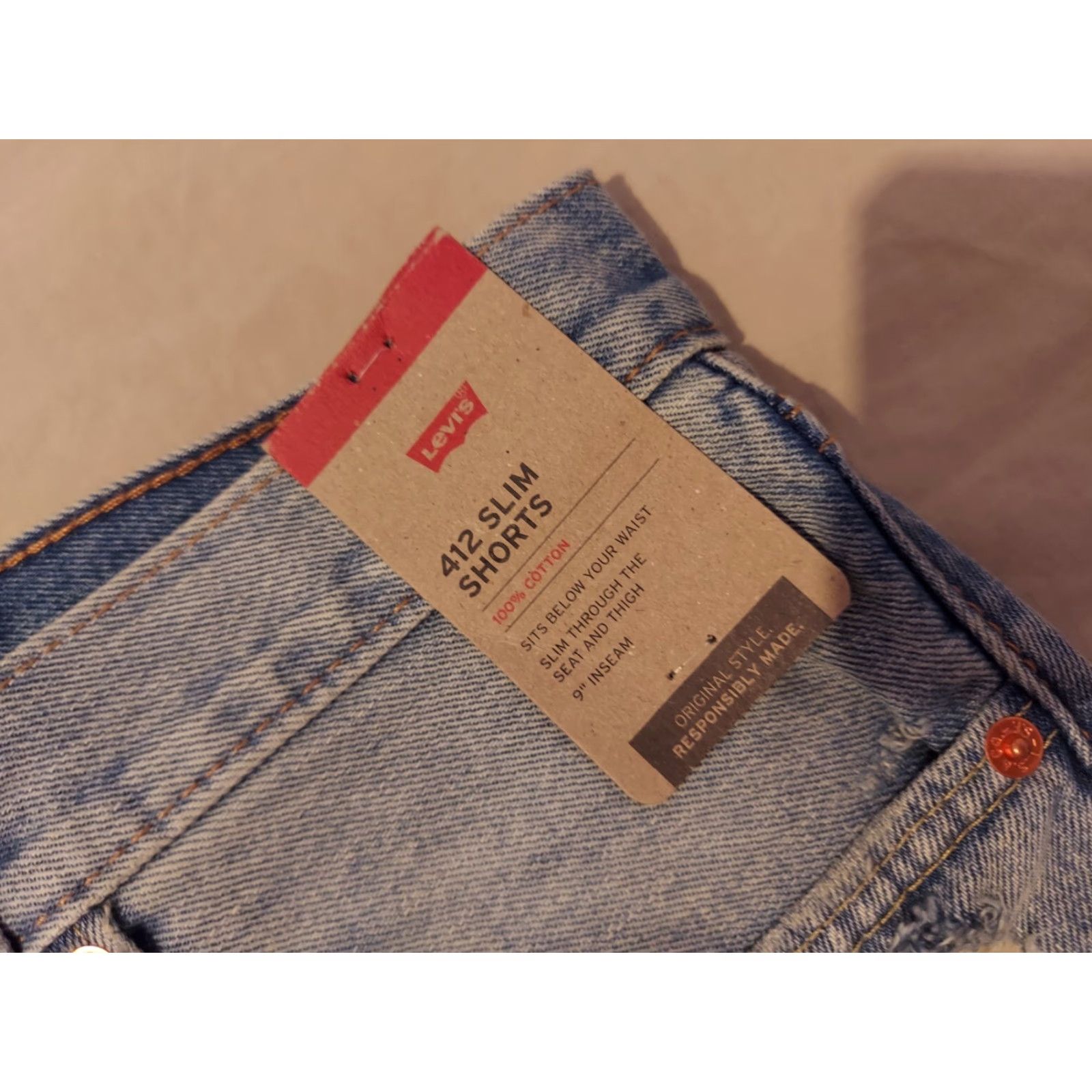 Levi's Mens Levis 412 Denim Shorts 42 Slim Jean Stretch New Size US 42 / EU 58 - 4 Thumbnail