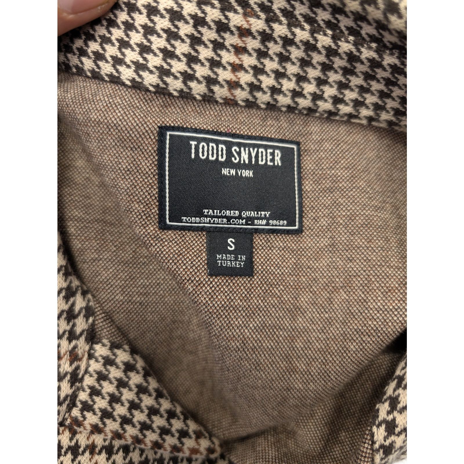 Todd Snyder o1rshd1 CC20 Houndstooth Double Knit Polo Shirt Saddle Brown Size US S / EU 44-46 / 1 - 17 Thumbnail