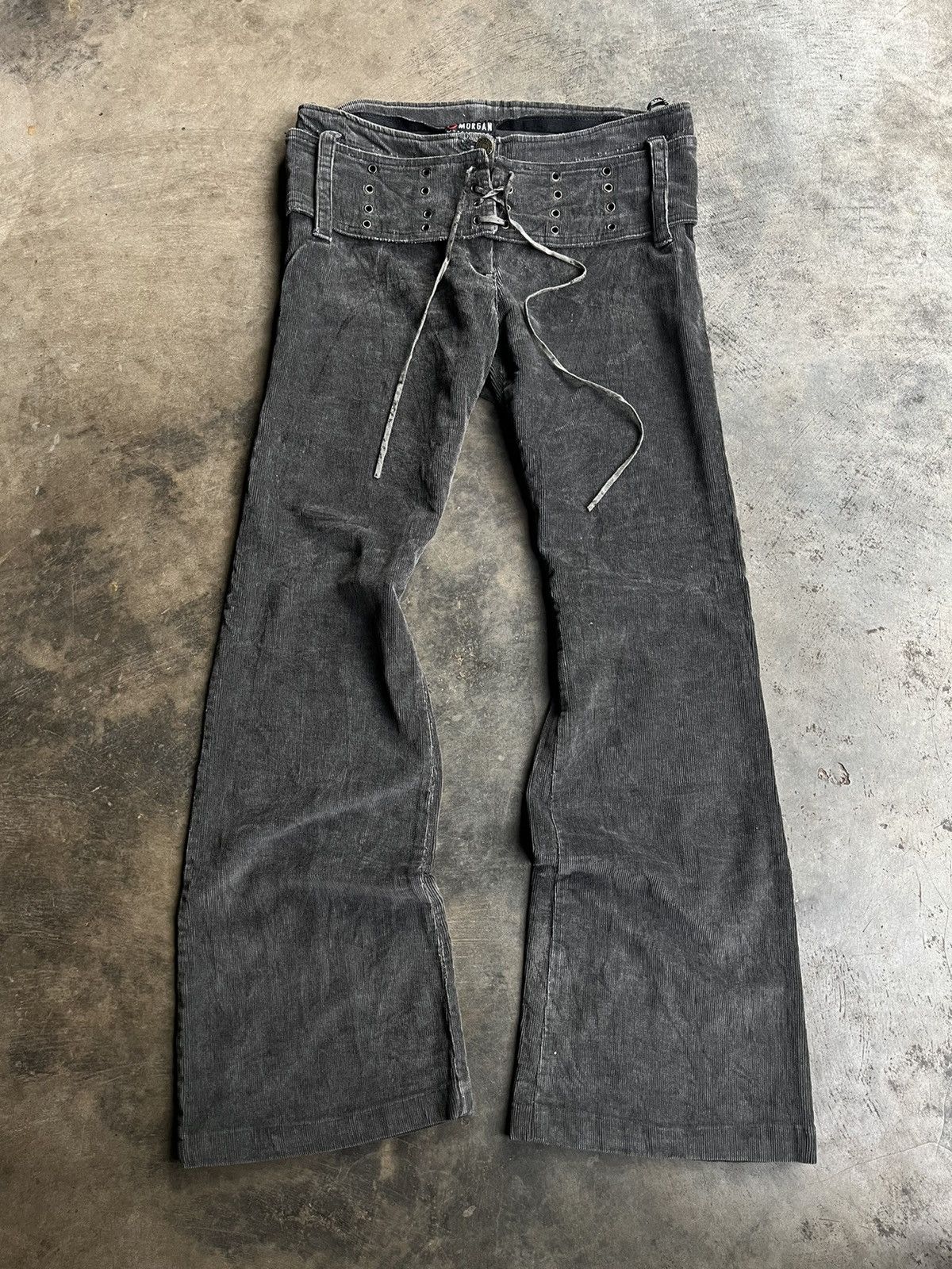 Pre-owned If Six Was Nine X Le Grande Bleu L G B Japanese Morgan Flare Corduroy Boot Cut Eyelet Punk Pants In Black