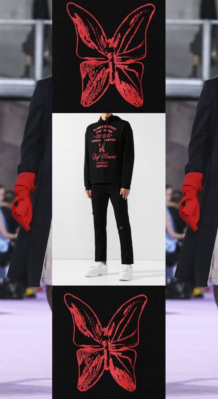 image of Raf Simons Burning Down The House Hoodie in Black, Men's (Size Small)
