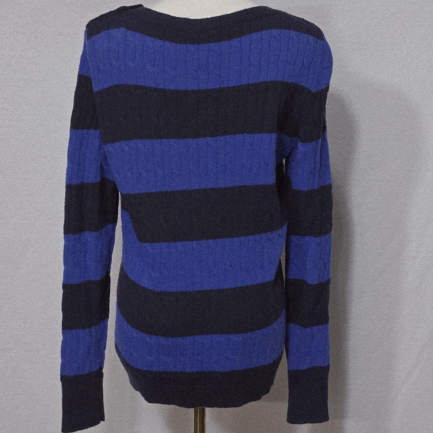 Talbots Talbots Sweater Womens Medium Blue Navy Stripe Button Shoulder Pullover Knit Size M / US 6-8 / IT 42-44 - 5 Thumbnail