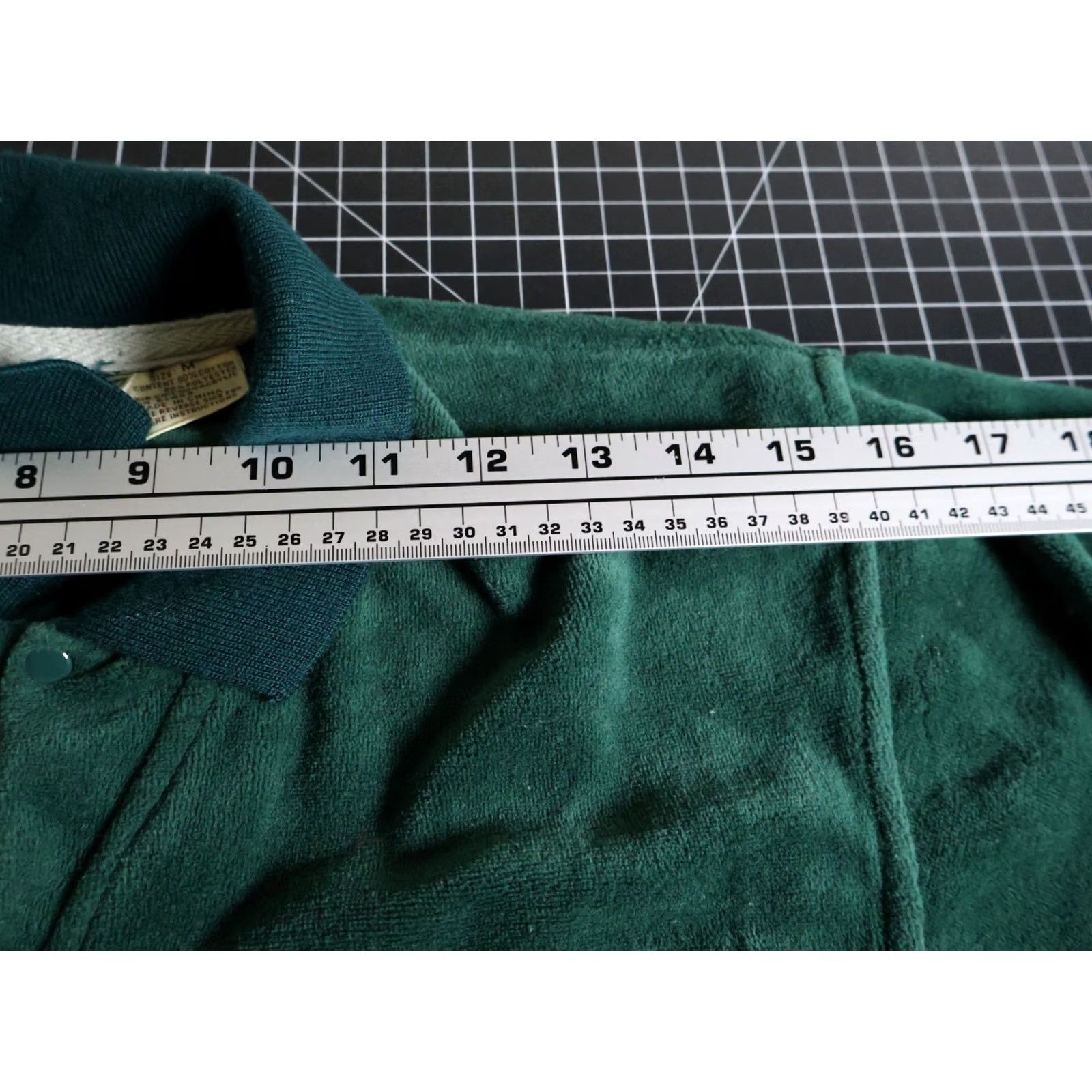 Velour Probe Velour Polo Shirt Mens M Dark Green 80s Long Sleeve Retro VTG Vintage Velour Collared Snap Button Pullover Casual Shirt Size US M / EU 48-50 / 2 - 7 Thumbnail