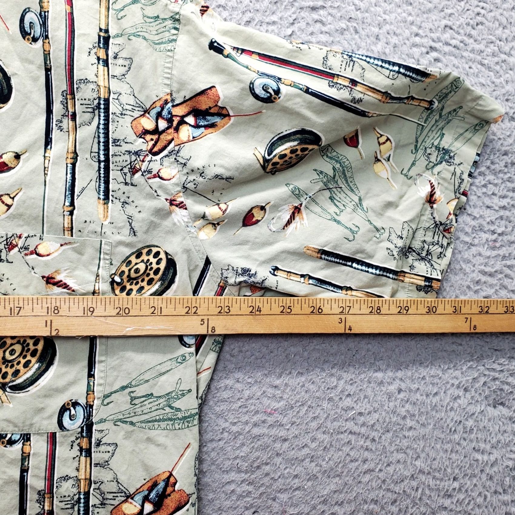 Vintage Natural Issue Shirt Mens LT Multi Fishing Wrinkle Free Short Sleeve Button Down Size US L / EU 52-54 / 3 - 4 Thumbnail